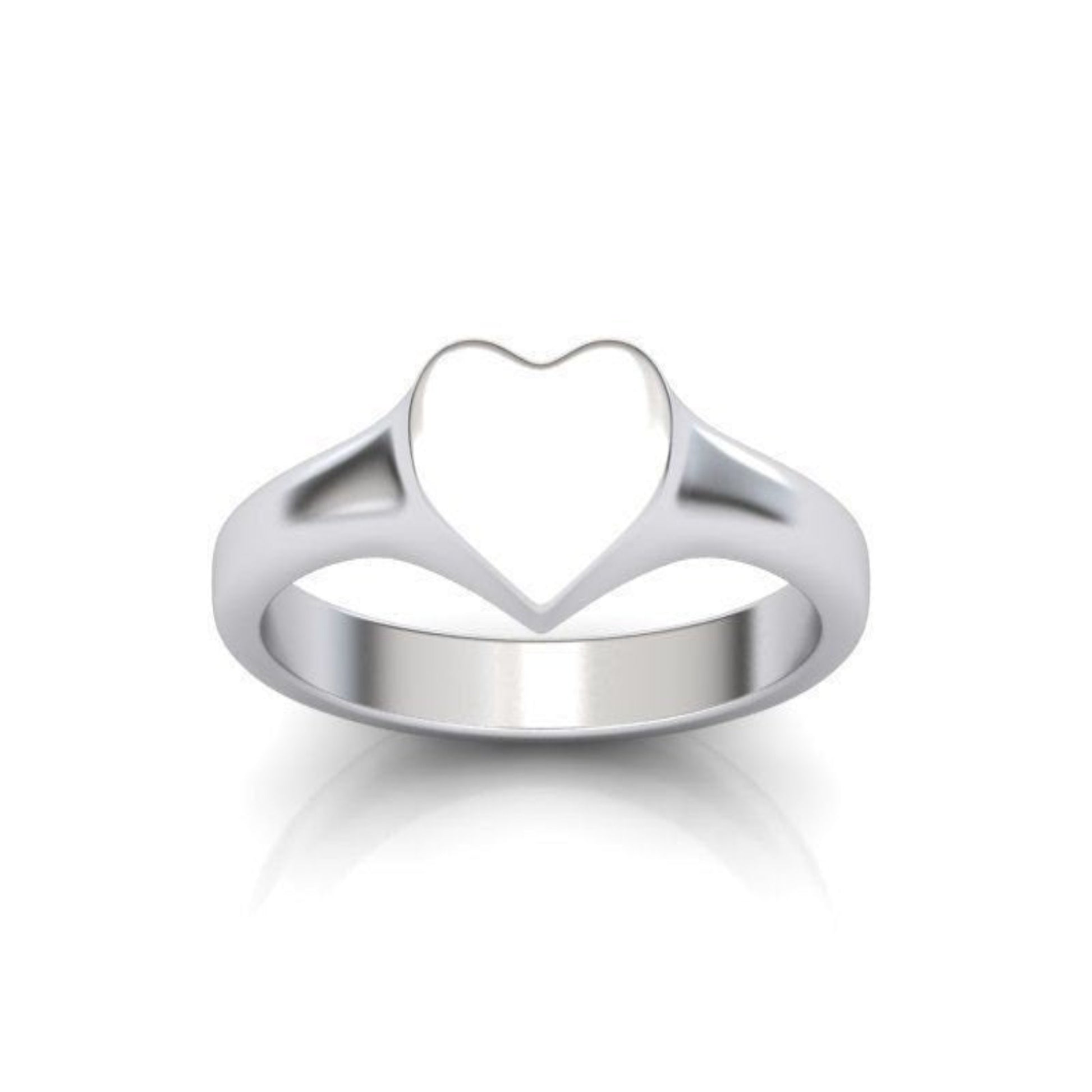 14k Solid Gold Heart Signet Ring with Free Initial Engraving/ Heart Statement Ring/Gift for Her - JewelsnGlitters