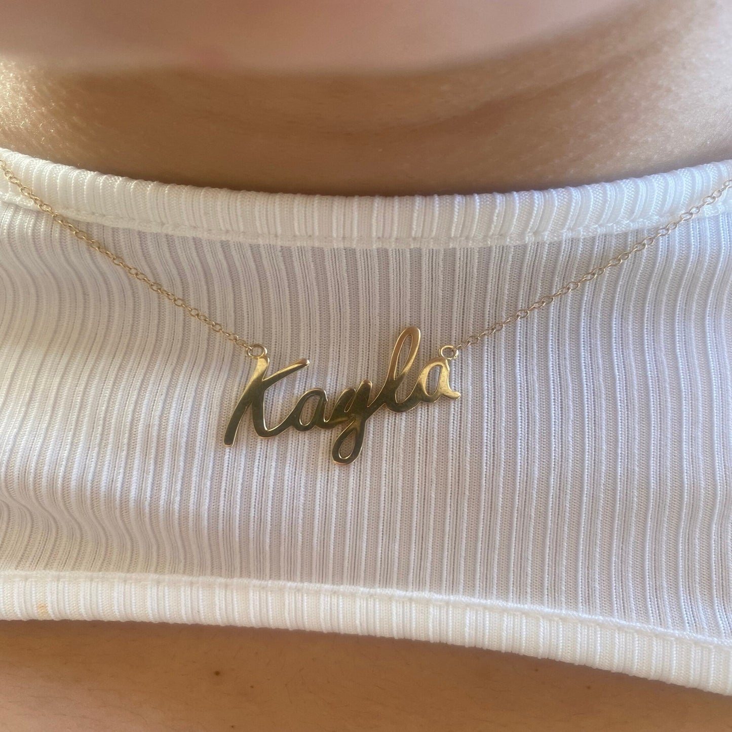 14K Solid Gold Personalized Name Necklace / 14K Customized Name Pendant / 14k Solid Gold Jewelry for Her / Gold Name Necklace for Her