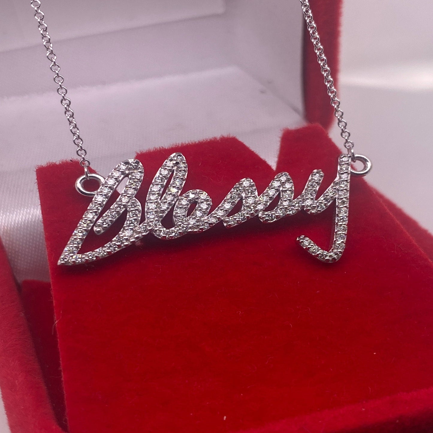 14K Solid Gold REAL Diamond Necklace / Diamond Pendant/ Diamond Blessy Pendant/ Conflict Free Diamond Name Necklace/ Gift for Her