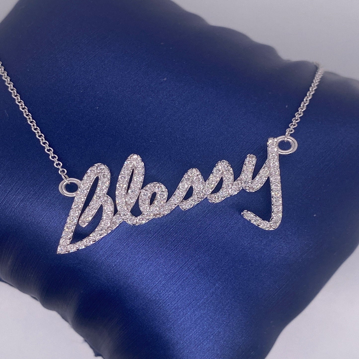 14K Solid Gold REAL Diamond Necklace / Diamond Pendant/ Diamond Blessy Pendant/ Conflict Free Diamond Name Necklace/ Gift for Her