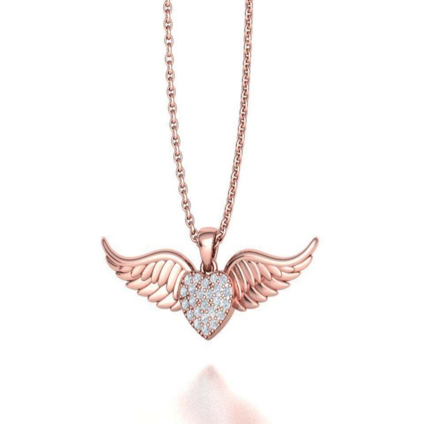 14K Solid Gold Diamond Angel Wings/ Diamond Angel Wings Pendant/ Angel Wings Necklace/ Gift for Her