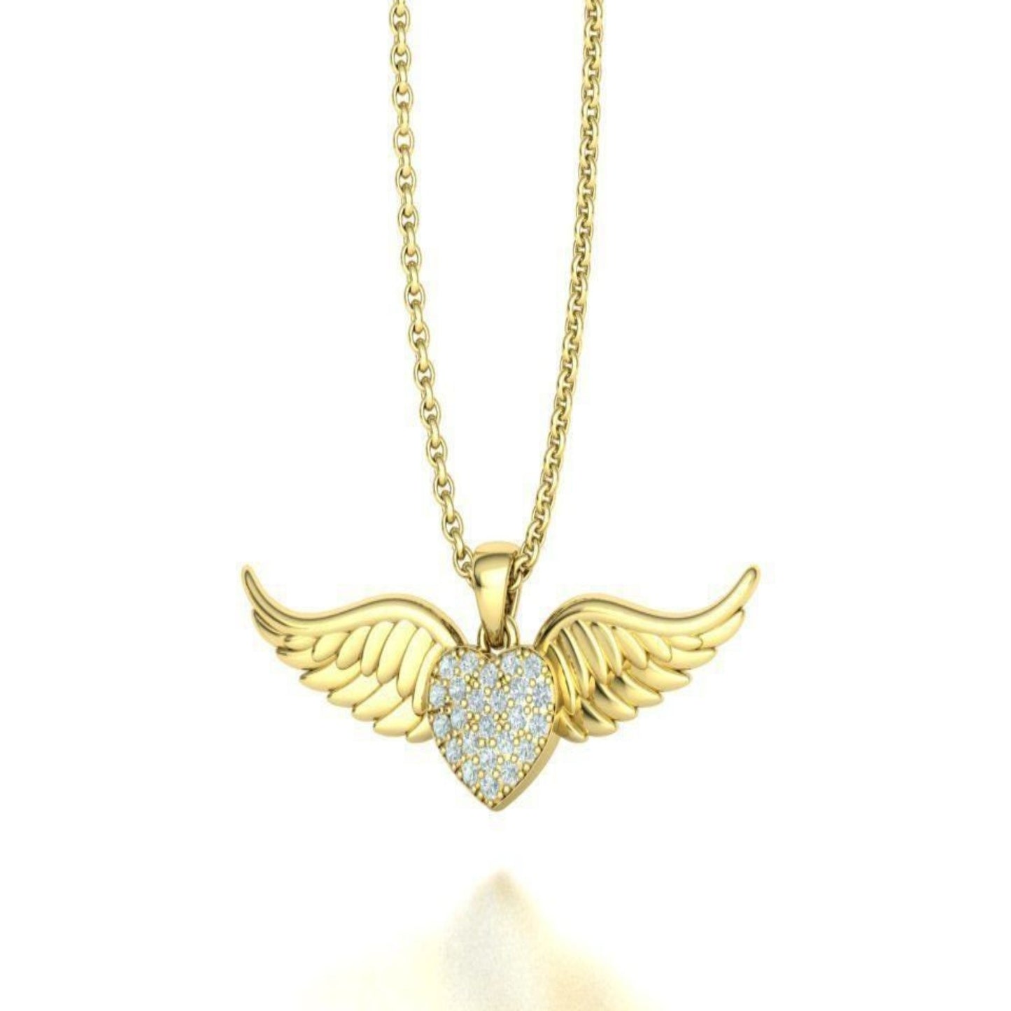 14K Solid Gold Diamond Angel Wings/ Diamond Angel Wings Pendant/ Angel Wings Necklace/ Gift for Her