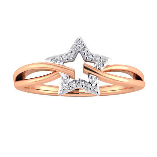 14K Solid Gold Star Design Diamond Ring / Diamond Ring / Stackable Star Diamond Ring / Dainty Star Diamond Ring / Gift for Her