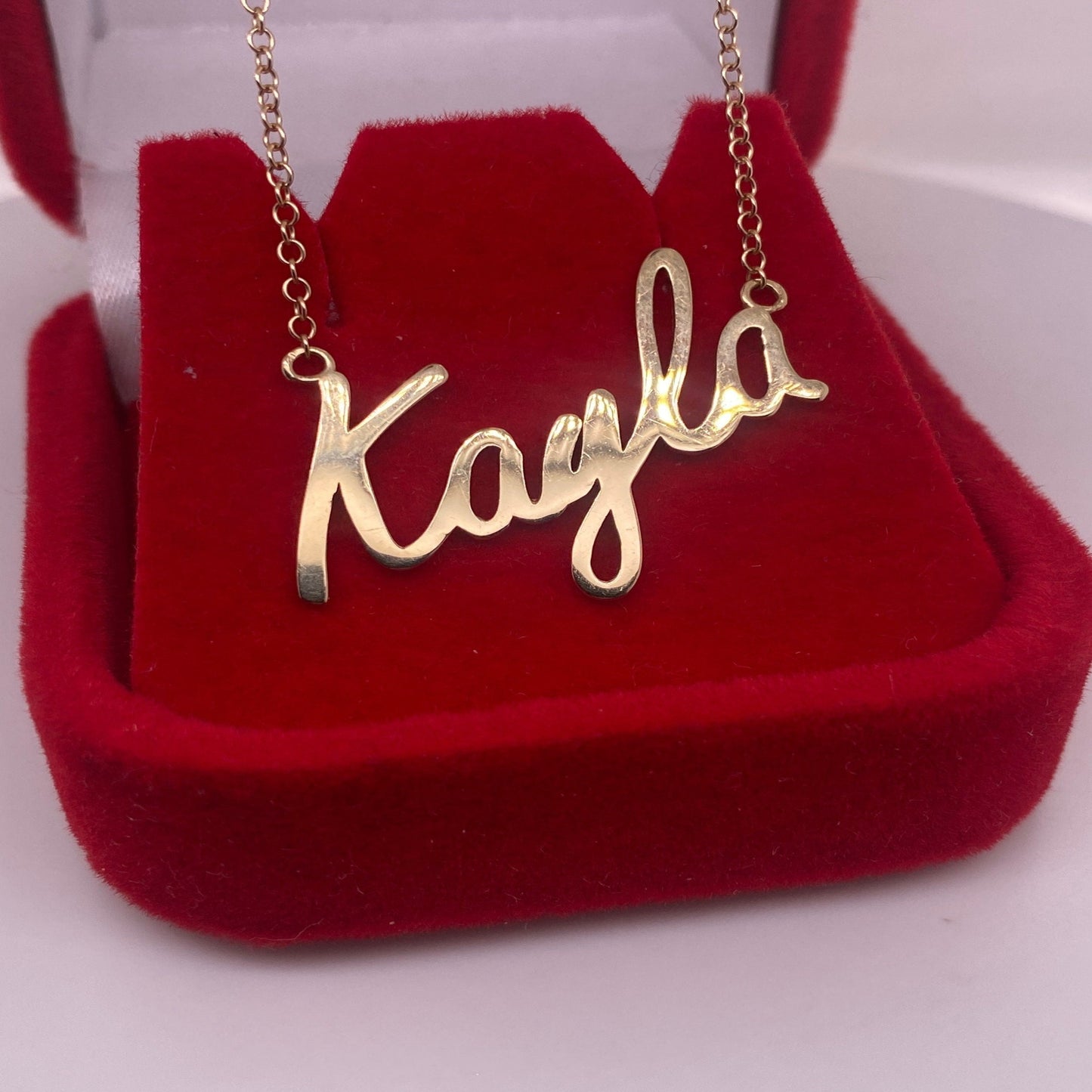 14K Solid Gold Personalized Name Necklace / 14K Customized Name Pendant / 14k Solid Gold Jewelry for Her / Gold Name Necklace for Her