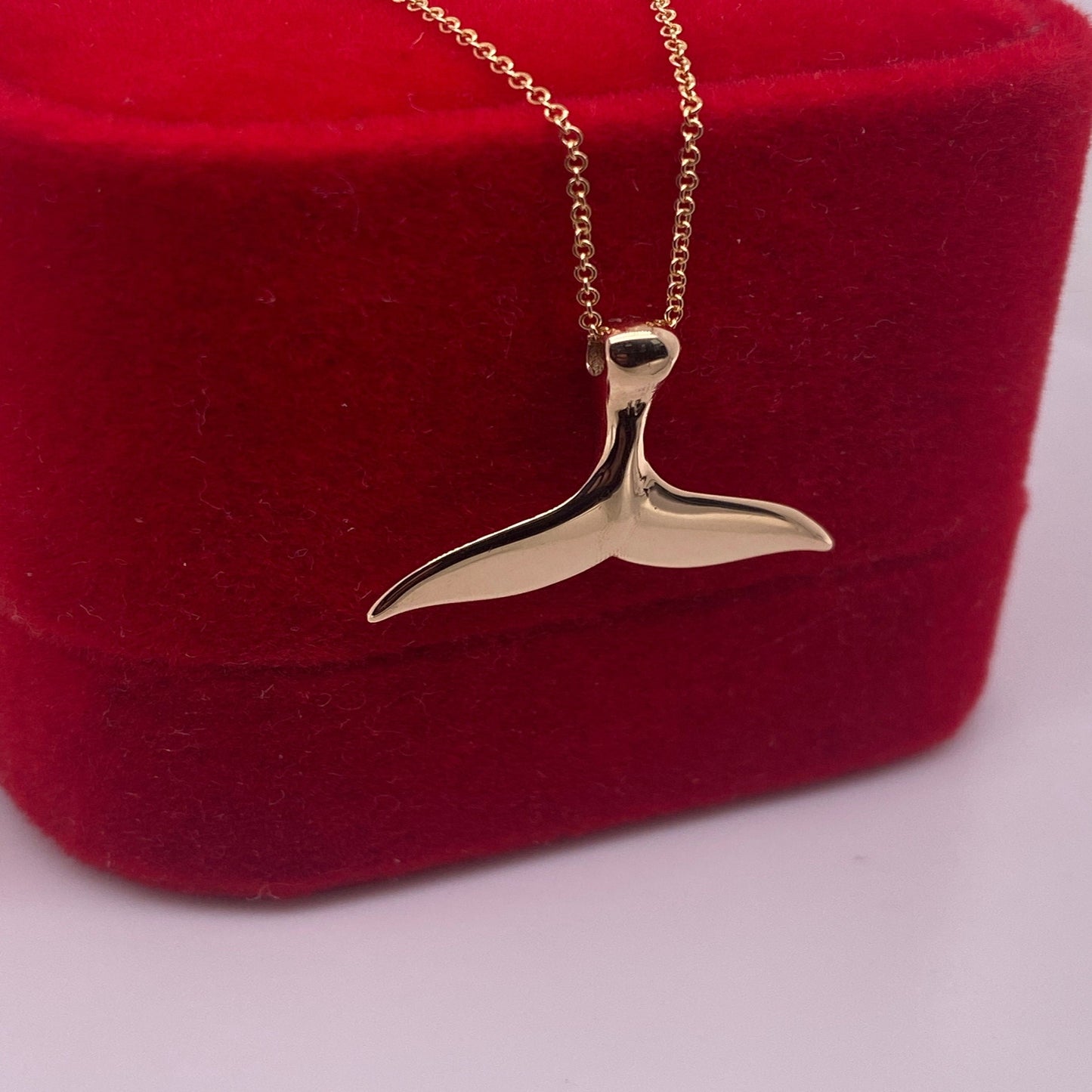 14k Solid Gold 3D Whale Tail Necklace/ Whale Tail Pendant for Her/ Gift for Her - JewelsnGlitters