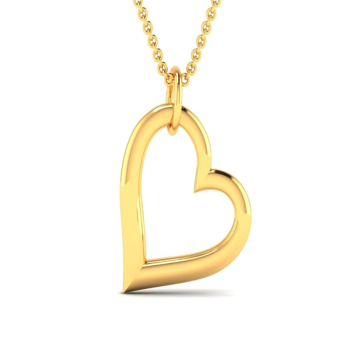 14K Solid Yellow Gold Heart Necklace / Heart Pendant / Stylish Heart Pendant for Her 13.21mm