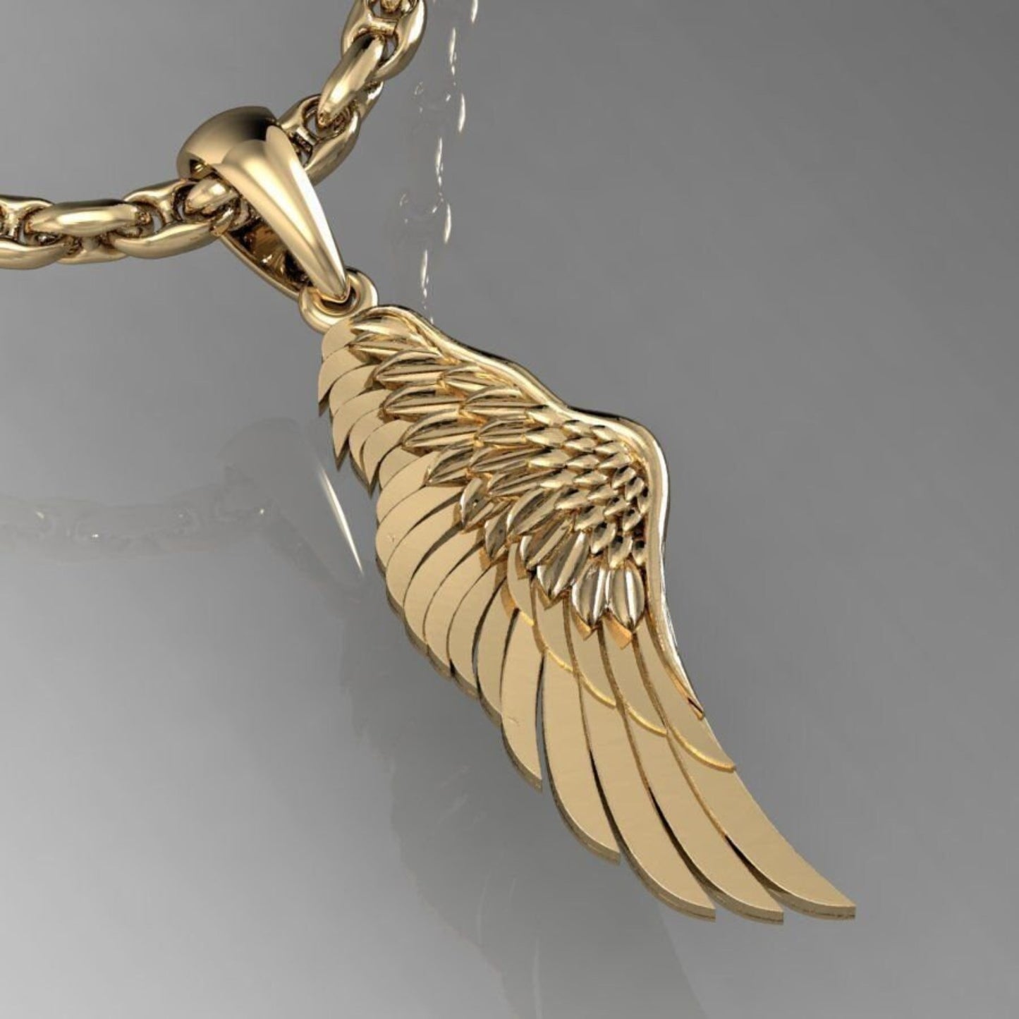 14K Solid Gold Angel Wing