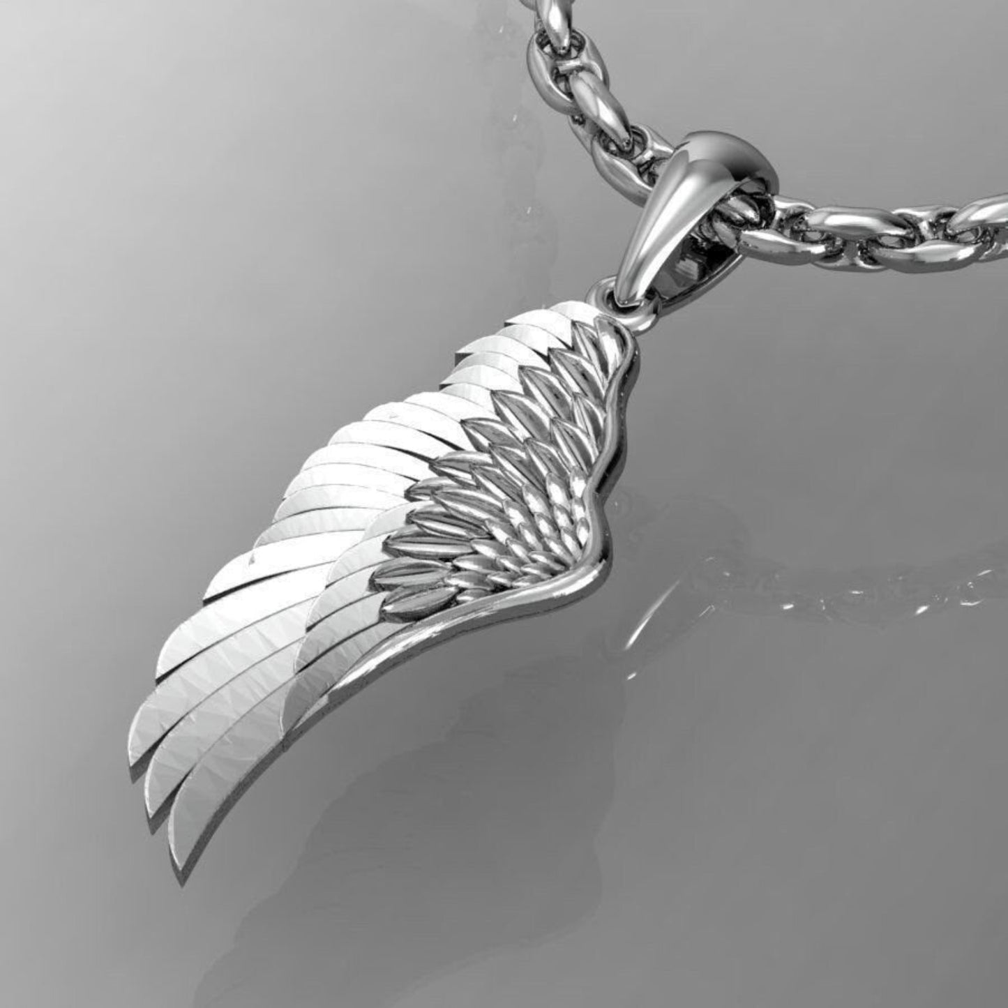 14K Solid silver Angel Wing