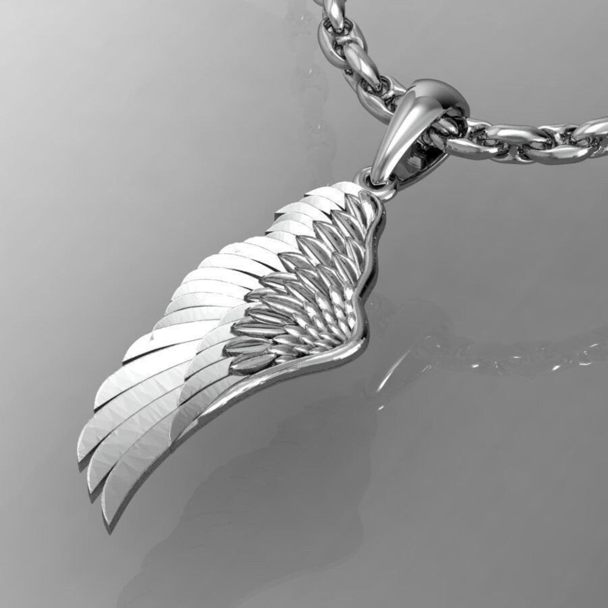 14K Solid silver Angel Wing