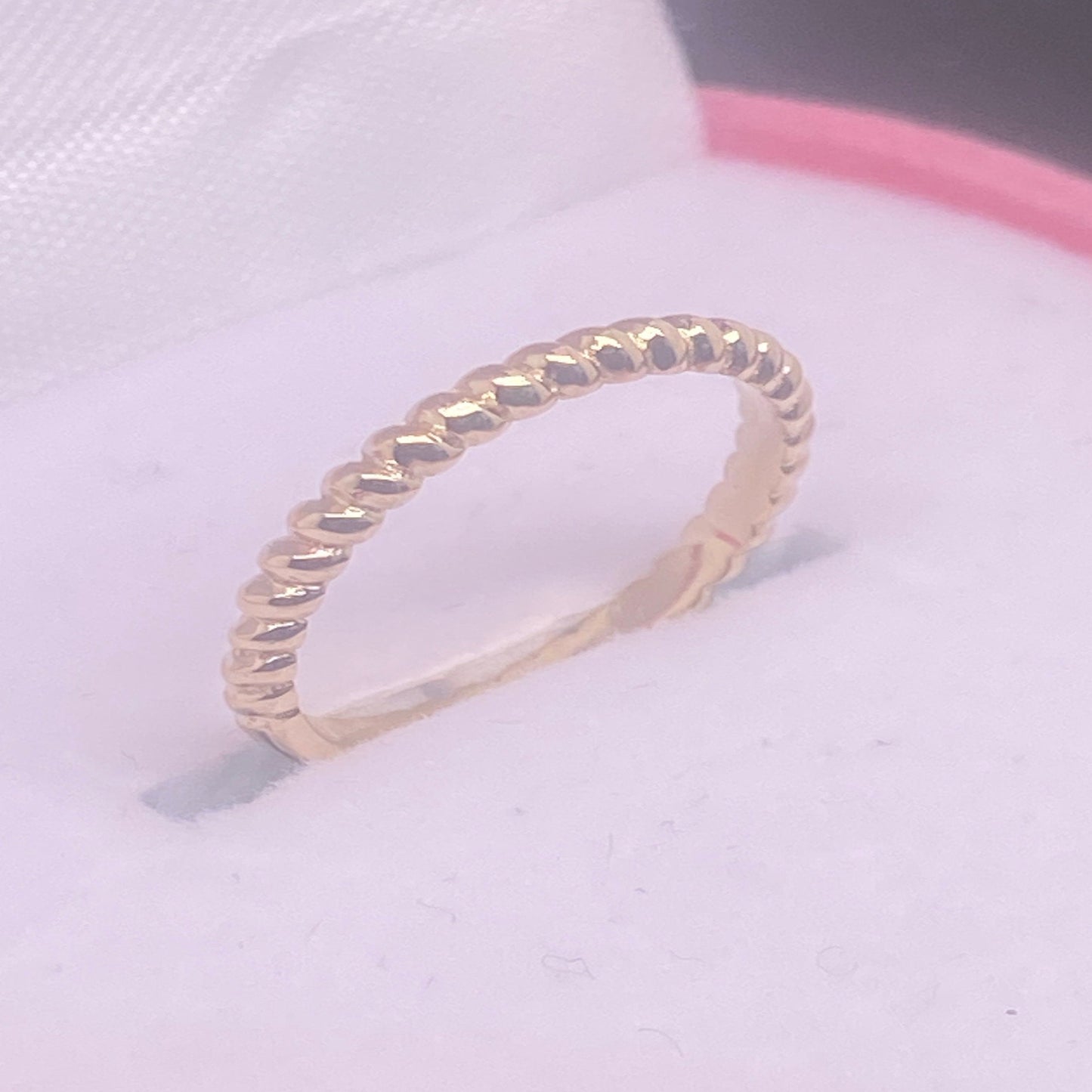 14K Solid Gold 2.1mm Wide Braided Twist Ring / 14K Solid Gold Rope Ring / Rope Twisted Gold Wedding Band / Stacking Ring/ Gift for Her