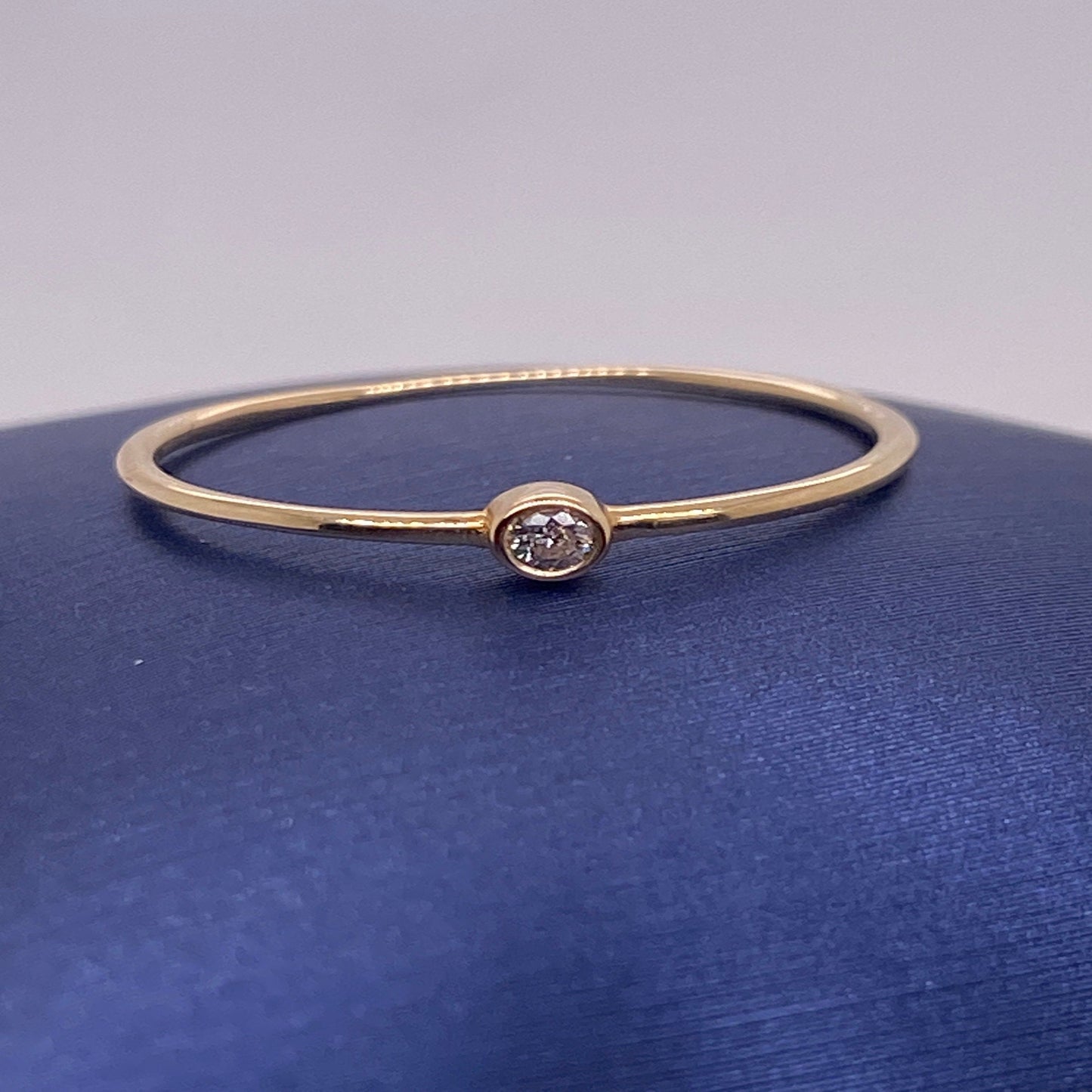 Diamond Ring / Unique Diamond Solitaire Gold Ring / Solitaire Diamond Ring / Simple Diamond Ring / Gold Band Ring / Stacking Thin Ring
