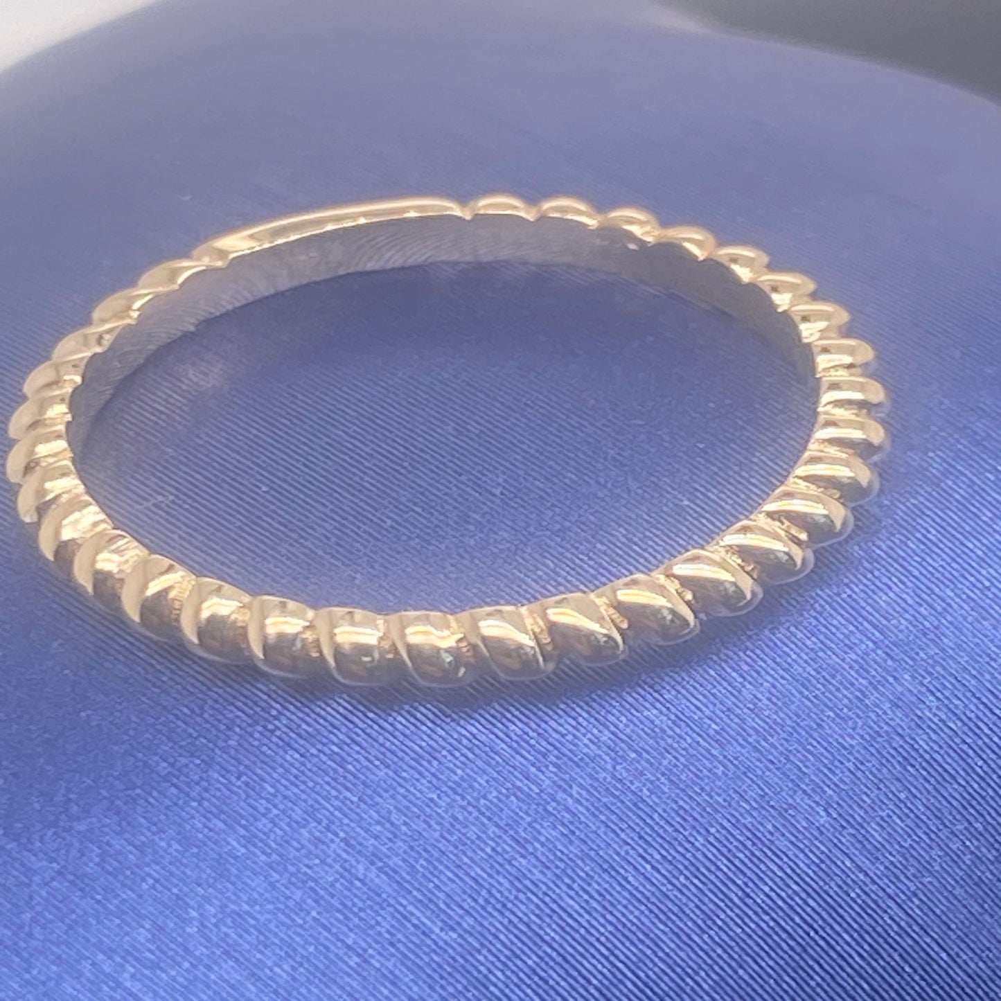 14K Solid Gold 2.1mm Wide Braided Twist Ring / 14K Solid Gold Rope Ring / Rope Twisted Gold Wedding Band / Stacking Ring/ Gift for Her