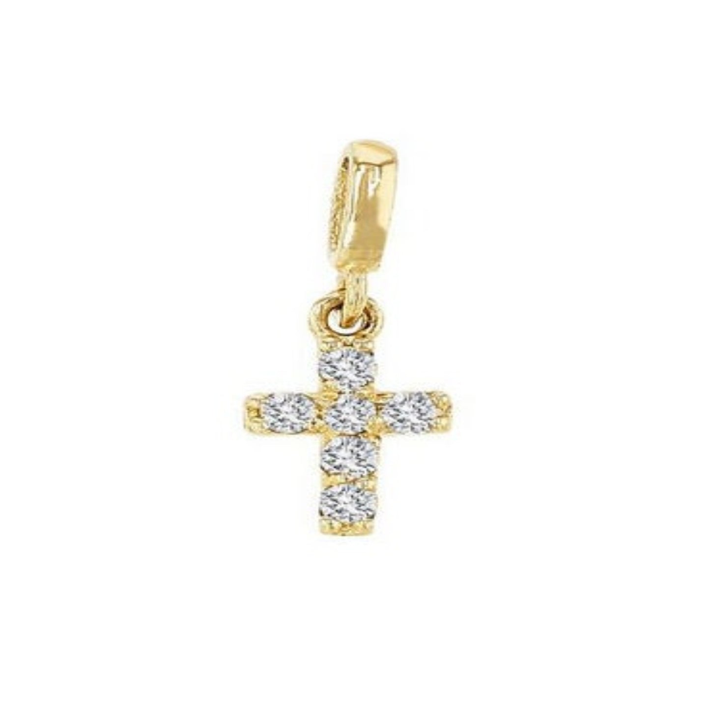 14K Gold Diamond Cross Charm  / Crucifix Simple and Classic Pendant/ Religious Necklace For Women / For Men 5mm x 4mm