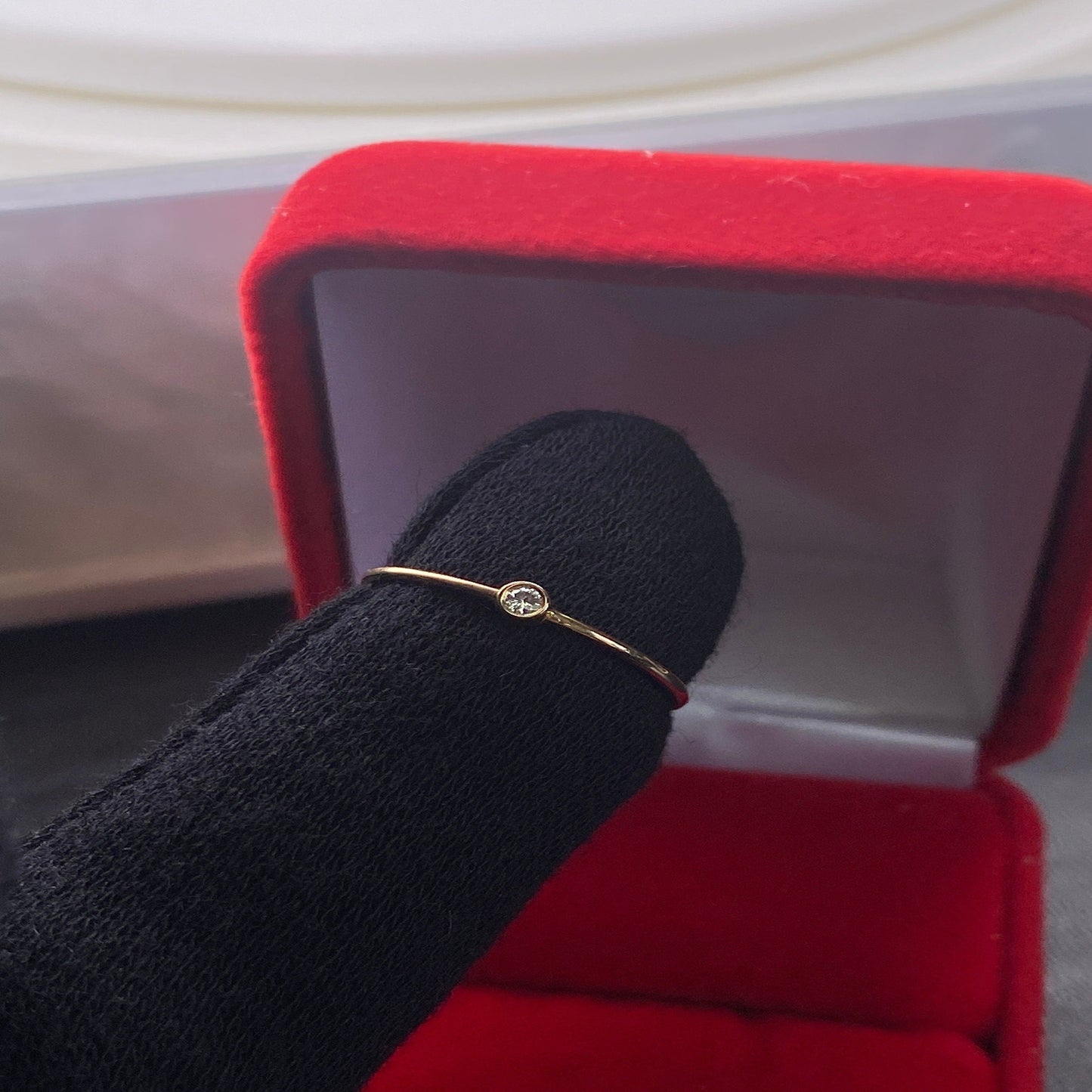 Diamond Ring / Unique Diamond Solitaire Gold Ring / Solitaire Diamond Ring / Simple Diamond Ring / Gold Band Ring / Stacking Thin Ring