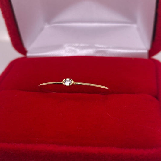 Diamond Ring / Unique Diamond Solitaire Gold Ring / Solitaire Diamond Ring / Simple Diamond Ring / Gold Band Ring / Stacking Thin Ring