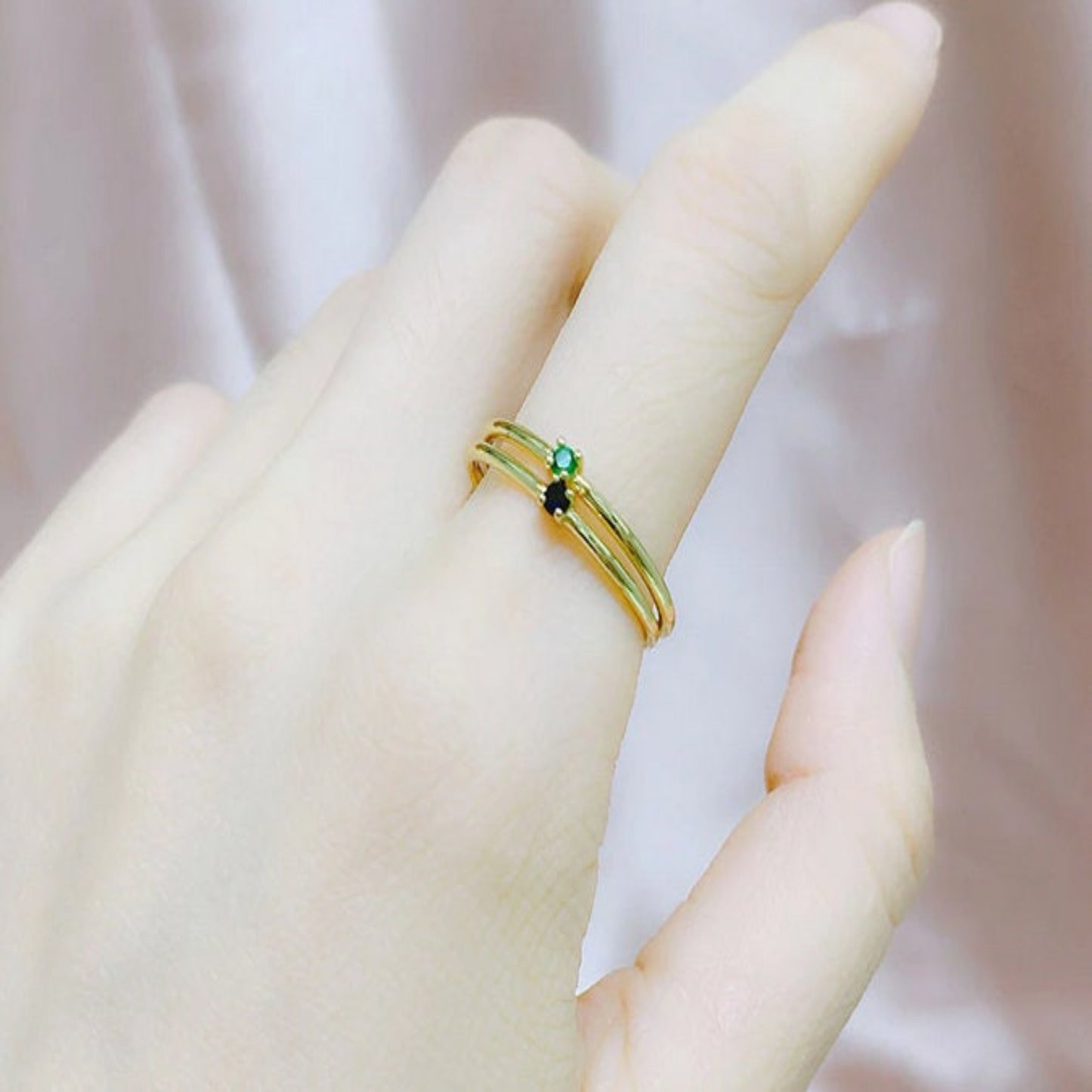 14K Solid Gold Birthstone Ring / Personalized Gift / Gemstone CZ Ring / 14k Gold Minimalist Gemstone Ring / Gift for Mom / Gift for Her