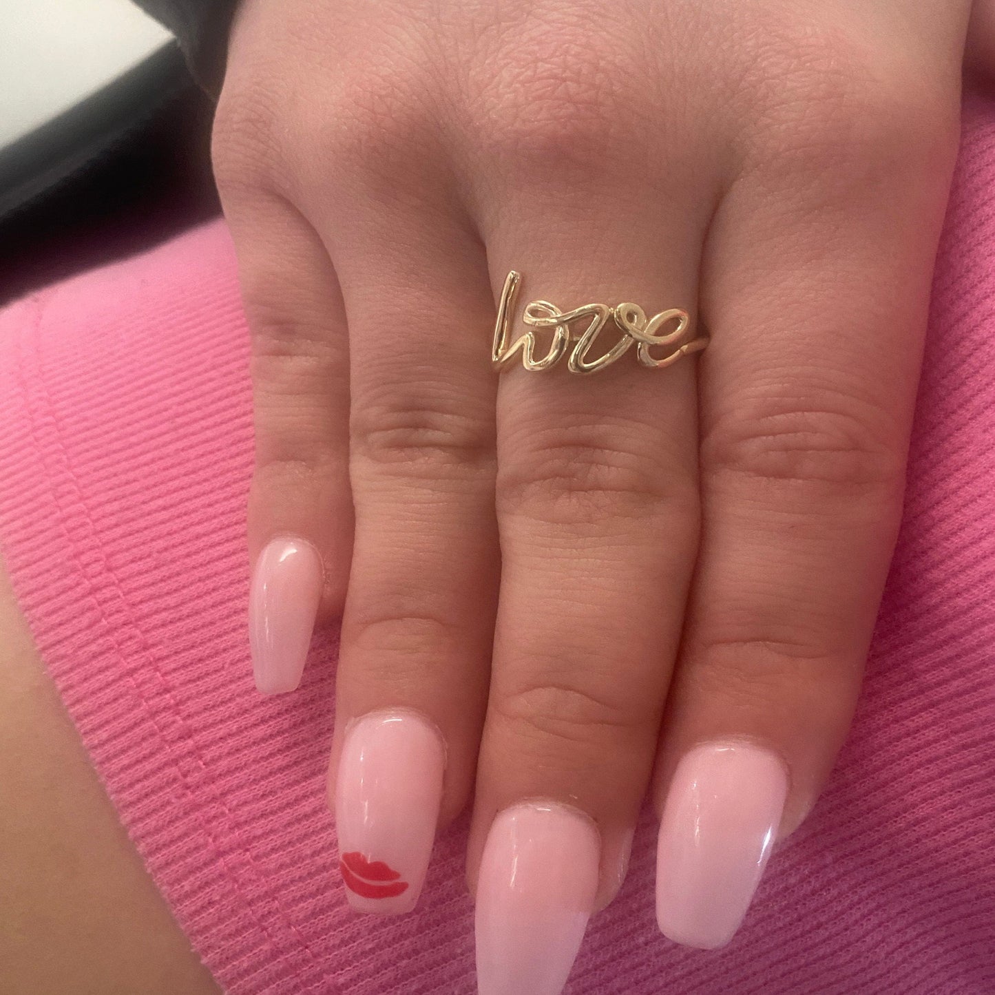 14K Solid Gold Love Ring /  Stylish Love Ring / Statement Love Ring / Customized Love Fashion Ring / Stackable Ring / Statement Ring