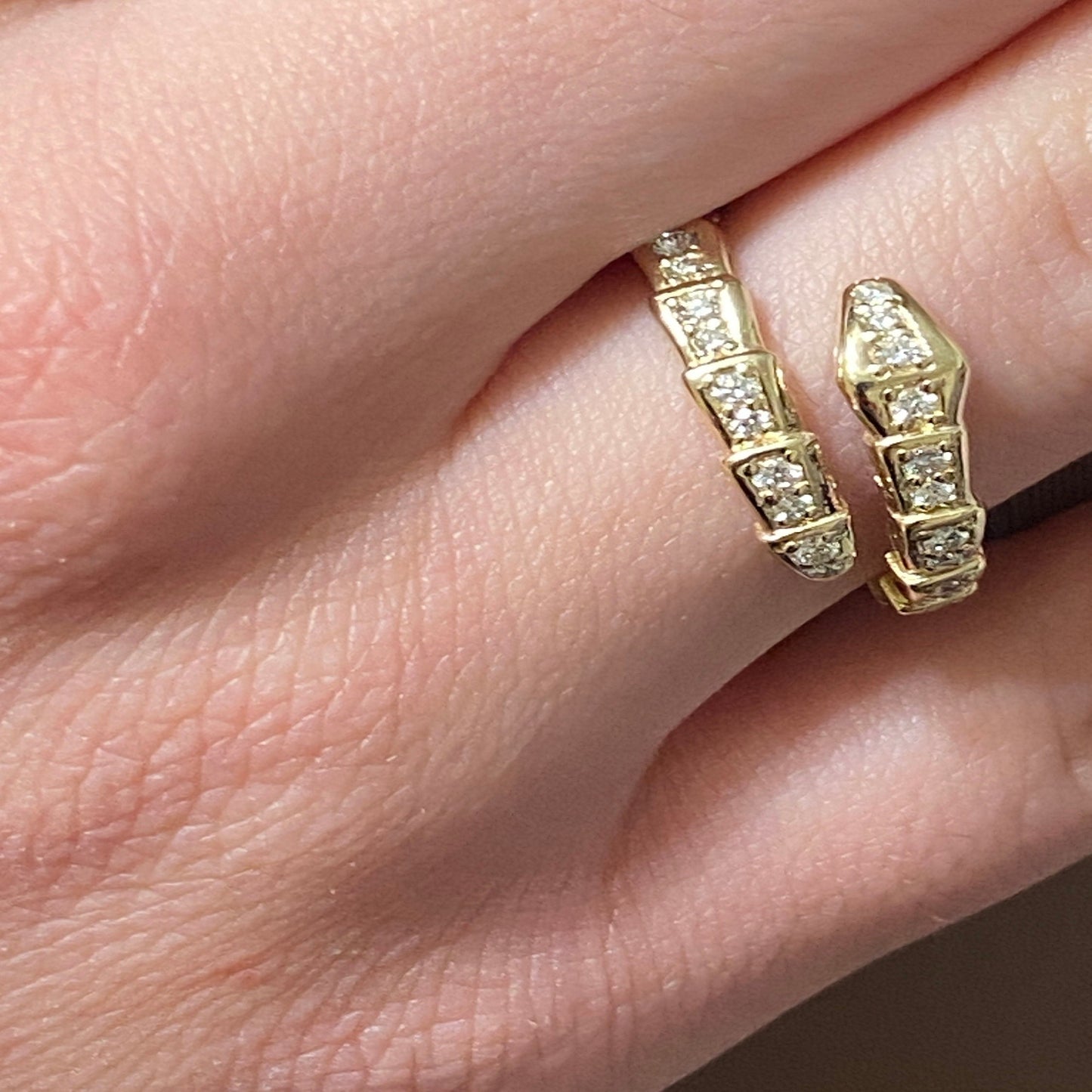 14K Diamond Solid Gold Serpent Eternity Diamond Ring / Snake Design Eternity Design with 40 REAL Diamonds / Diamond Ring / Gift for Her