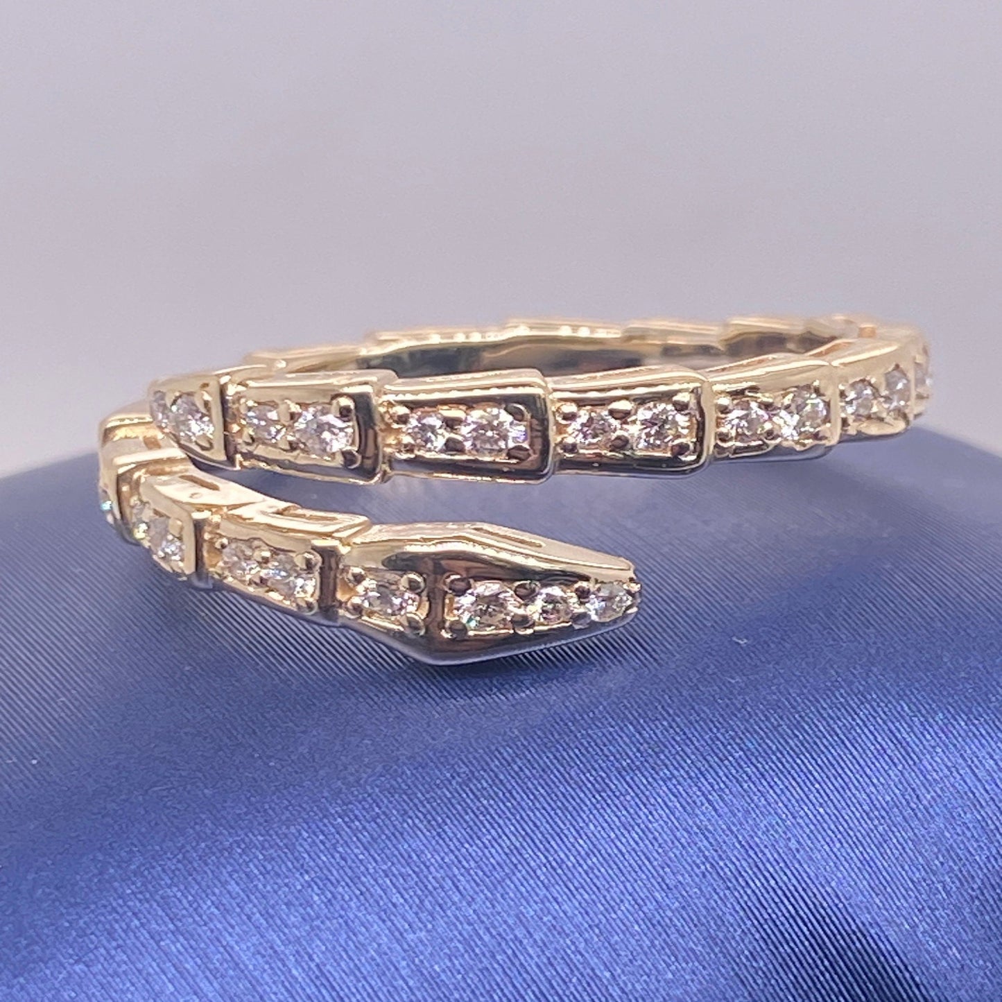 14K Diamond Solid Gold Serpent Eternity Diamond Ring / Snake Design Eternity Design with 40 REAL Diamonds / Diamond Ring / Gift for Her