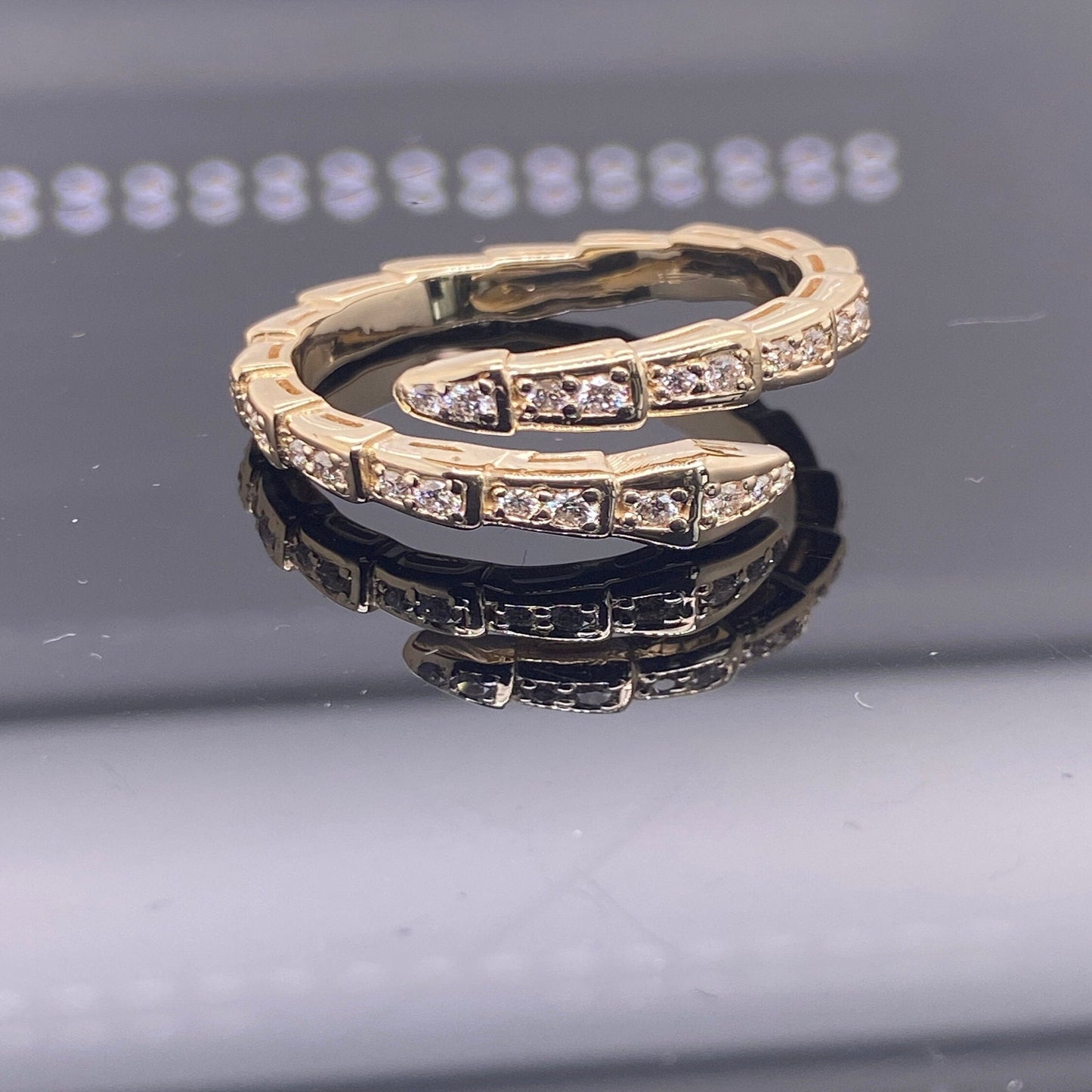 14K Diamond Solid Gold Serpent Eternity Diamond Ring / Snake Design Eternity Design with 40 REAL Diamonds / Diamond Ring / Gift for Her