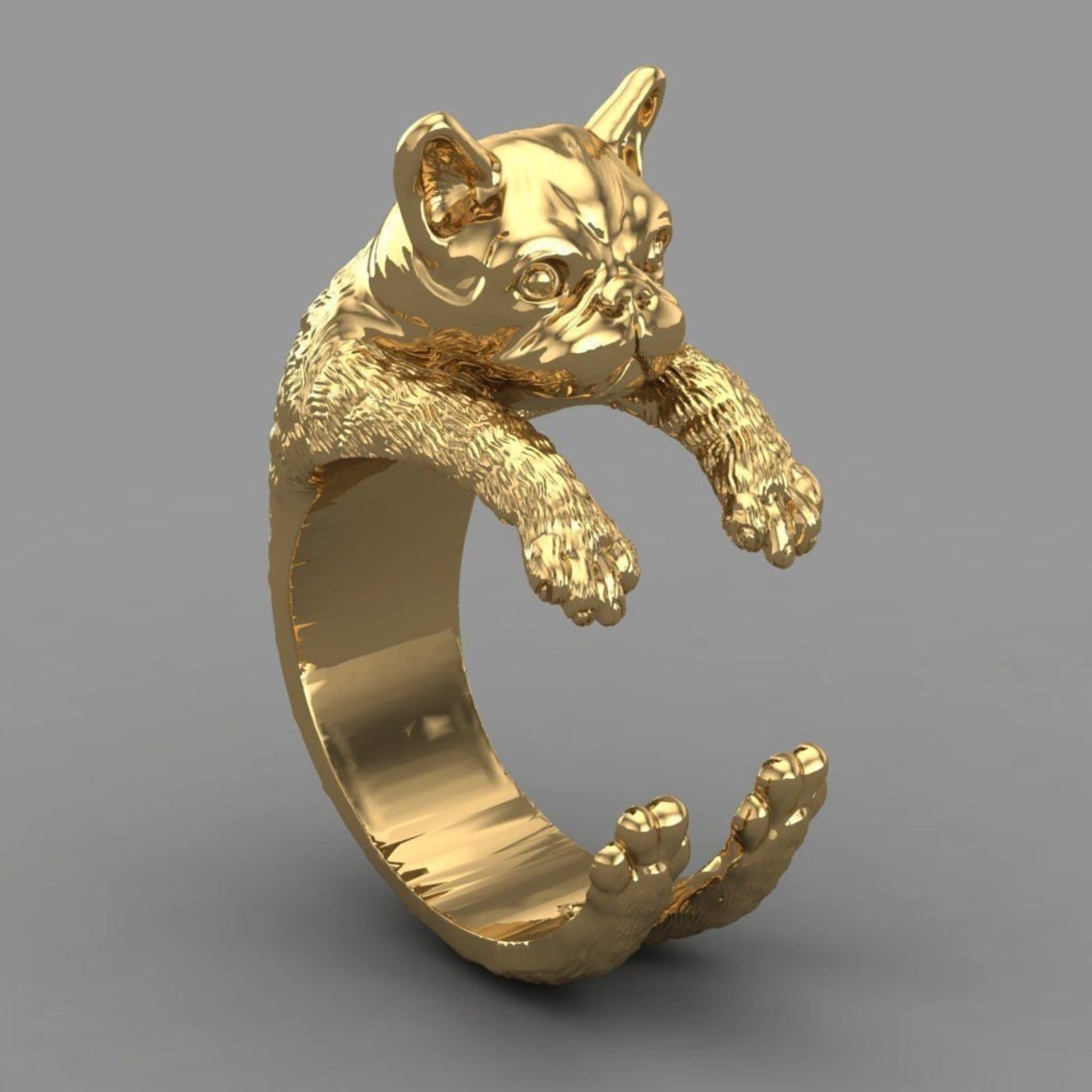 14K Solid Gold Puppy Ring / Gold Dog Ring / Gift for Her - JewelsnGlitters