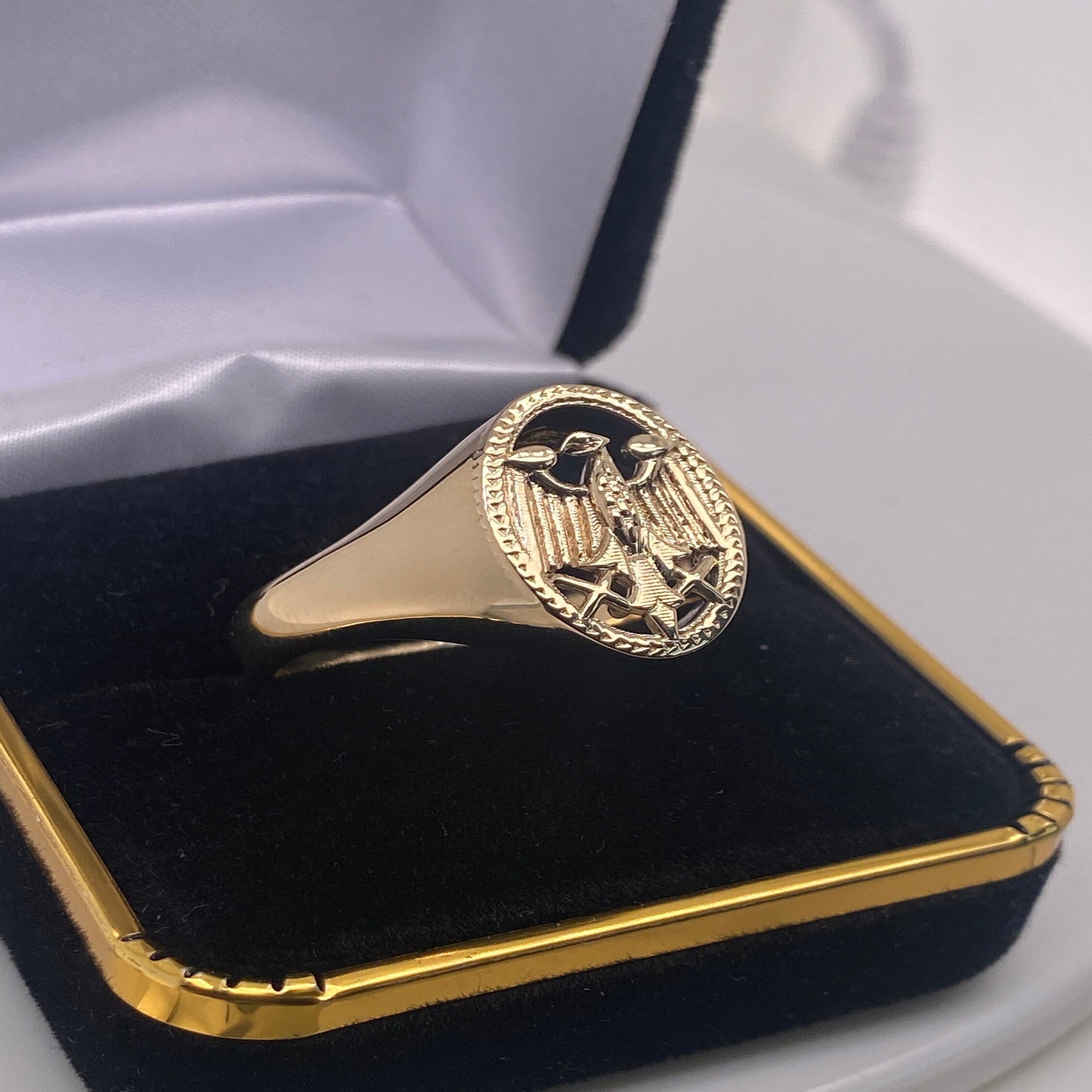 14k Solid Gold Eagle Ring for Men / 14K Gold Winged Eagle Ring / Yellow Gold Signet Eagle Ring / Signet Ring for Men & Women / Great Gift - JewelsnGlitters