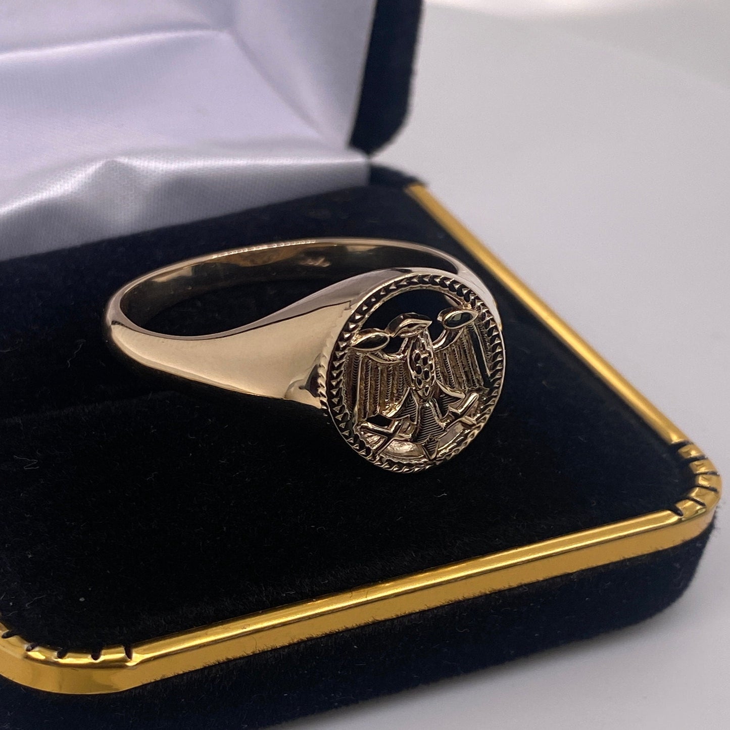 14k Solid Gold Eagle Ring for Men / 14K Gold Winged Eagle Ring / Yellow Gold Signet Eagle Ring / Signet Ring for Men & Women / Great Gift - JewelsnGlitters