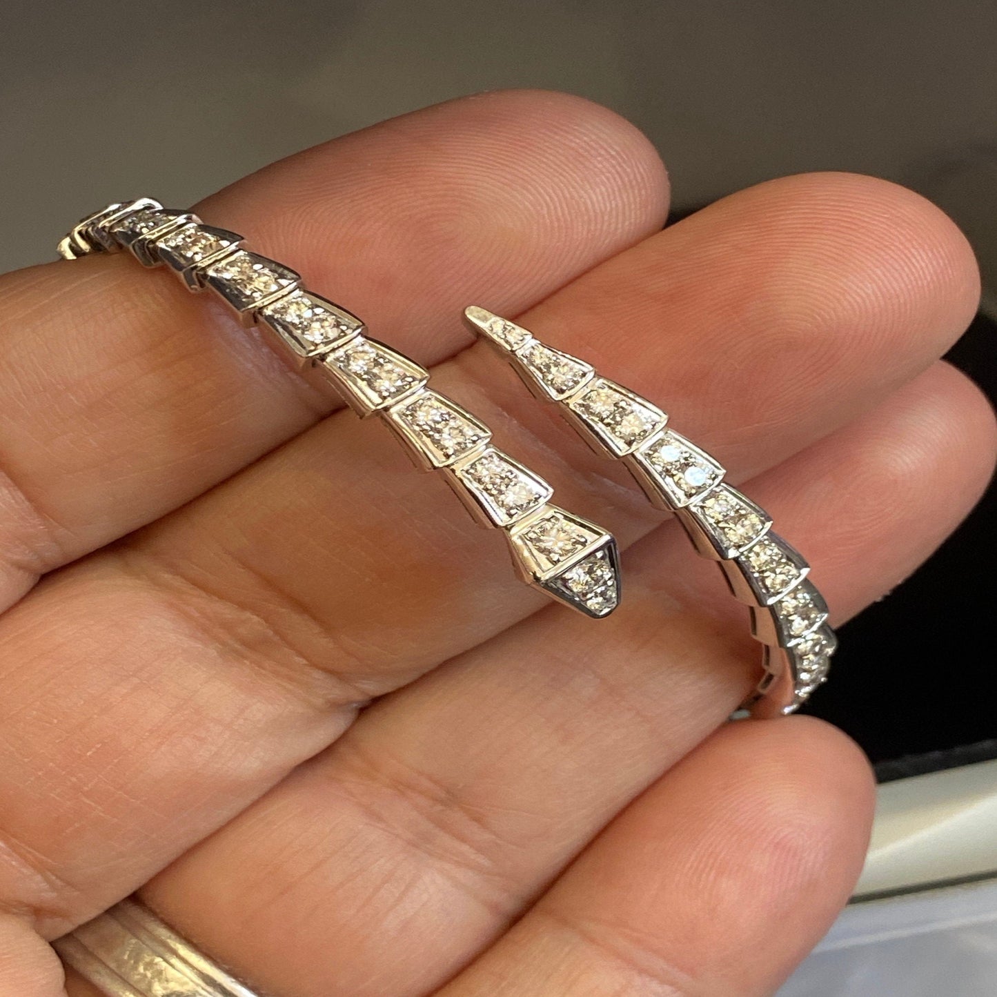 18K Diamond Solid Gold Serpent Eternity Diamond Bracelet / Snake Design Bracelet / Diamond Bracelet / Gift for Her / Snake Diamond Bracelet