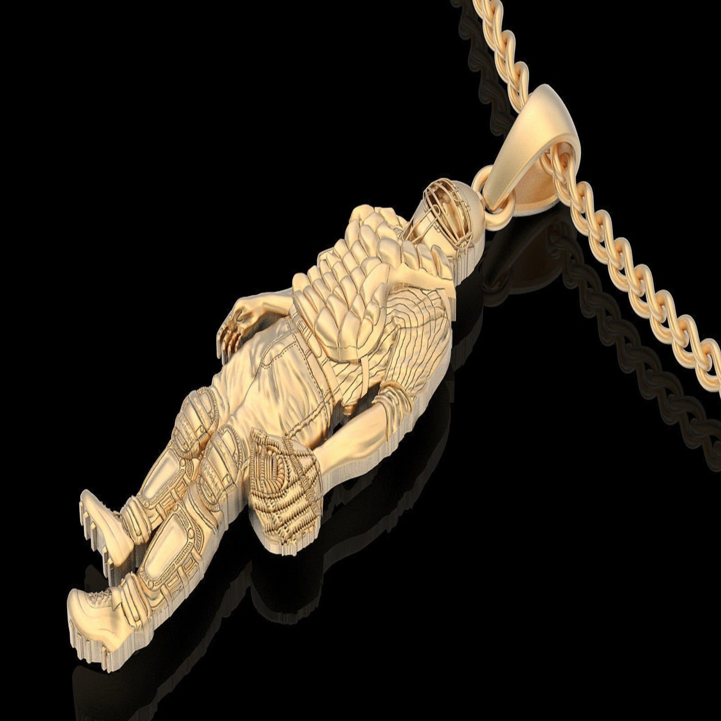 14k Solid Gold Baseball Catcher Necklace/ Baseball Player Pendant / Baseball Theme Necklace / Baseball Catcher / Catcher Pendant