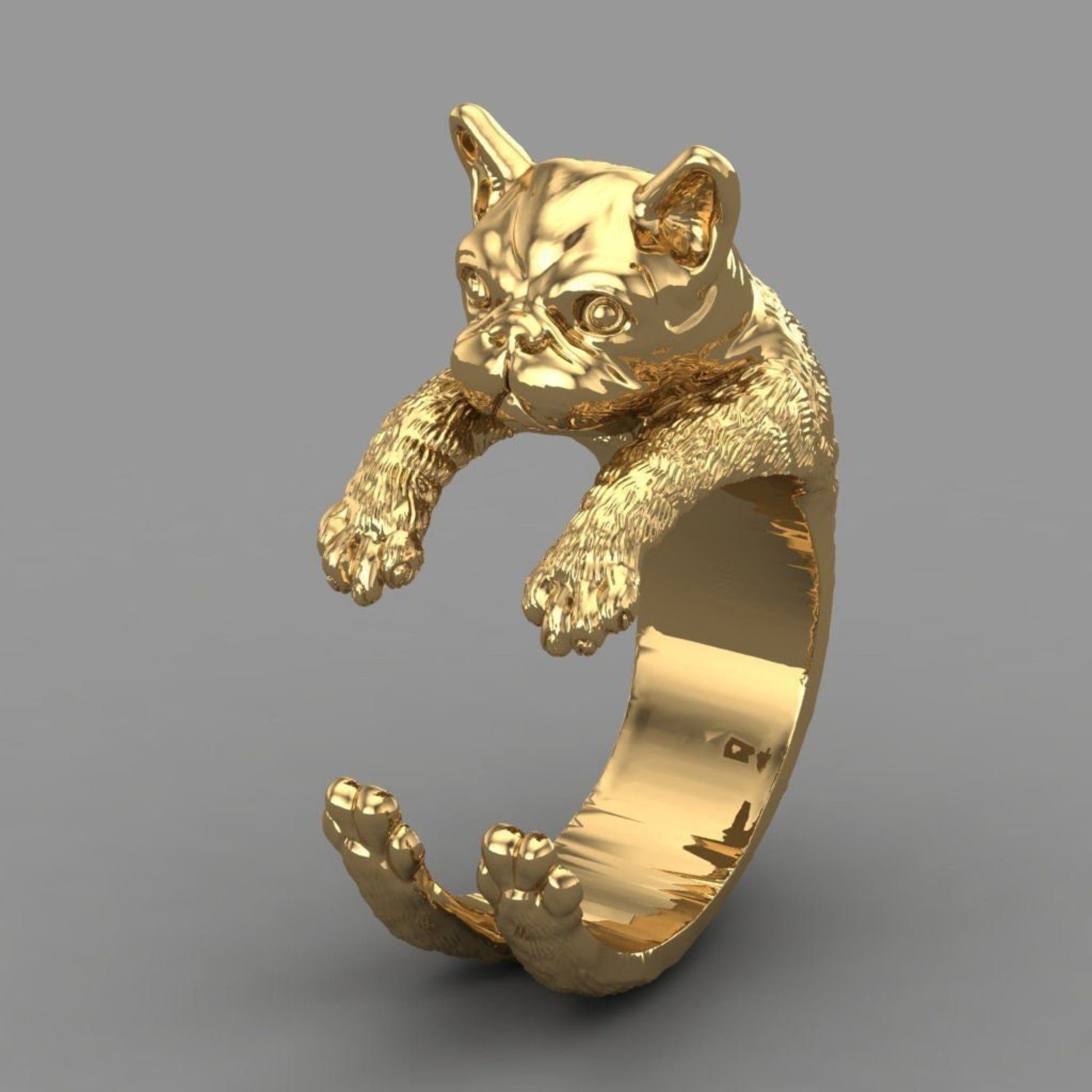 14K Solid Gold Puppy Ring / Gold Dog Ring / Gift for Her - JewelsnGlitters