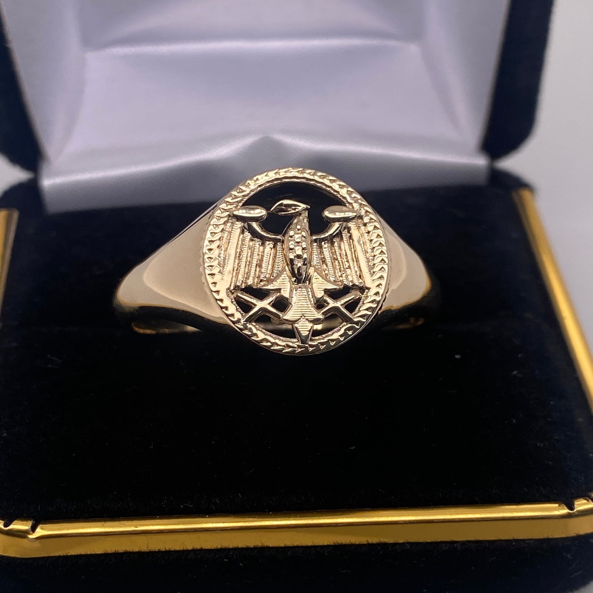 14k Solid Gold Eagle Ring for Men / 14K Gold Winged Eagle Ring / Yellow Gold Signet Eagle Ring / Signet Ring for Men & Women / Great Gift - JewelsnGlitters