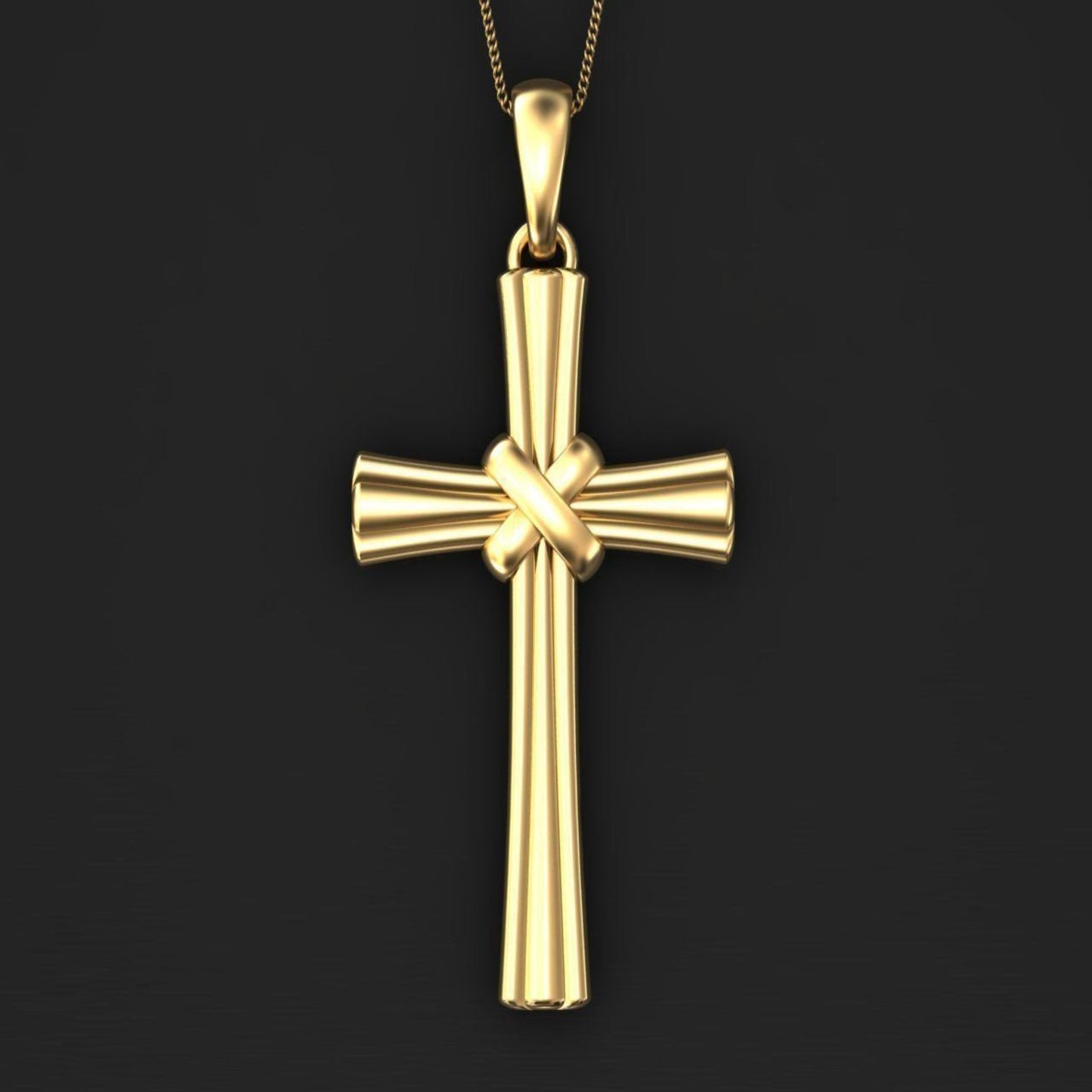 14K Solid Gold Cross Necklace 5 Grams 20mm X 31mm / Crucifix Simple and Classic Pendant / Unisex Religious Necklace / Gift for Her