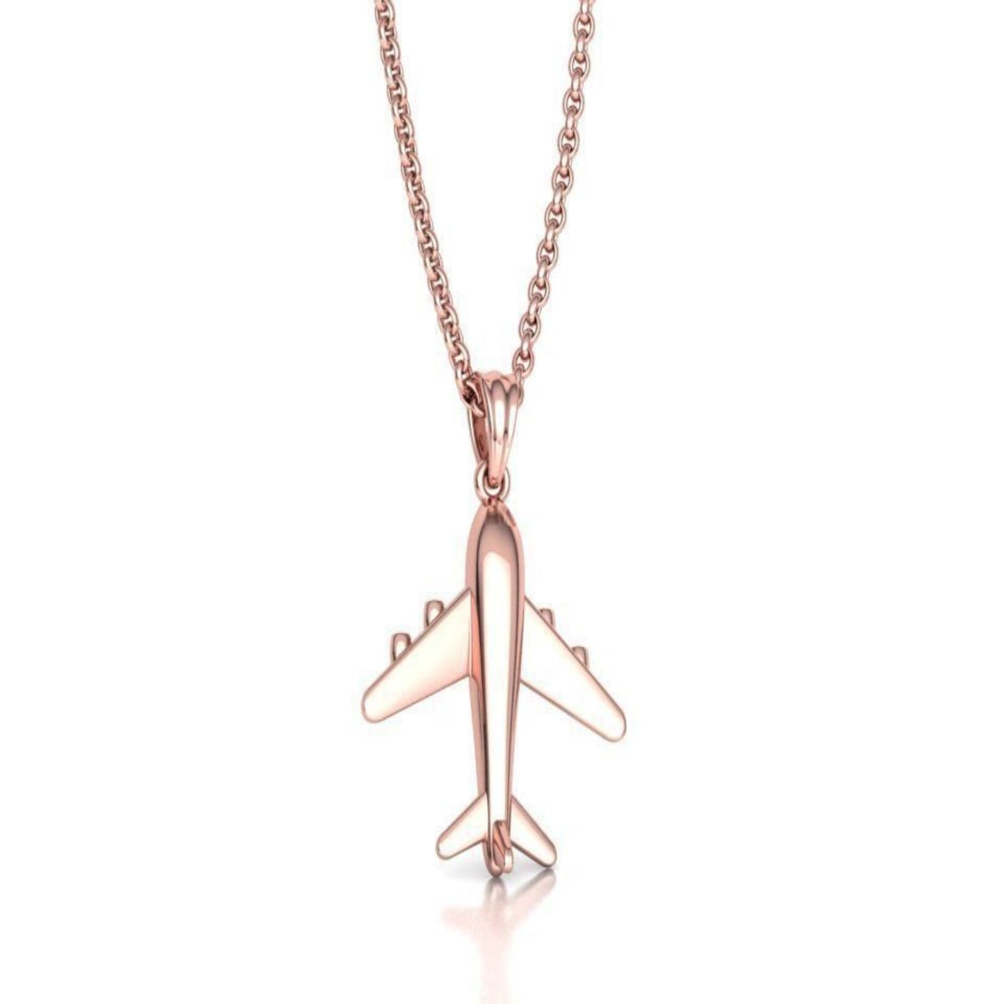 14K Solid Gold Diamond Airplane Pendant/Airplane Charm on Necklace 20mm x 16mm / Gift for Her