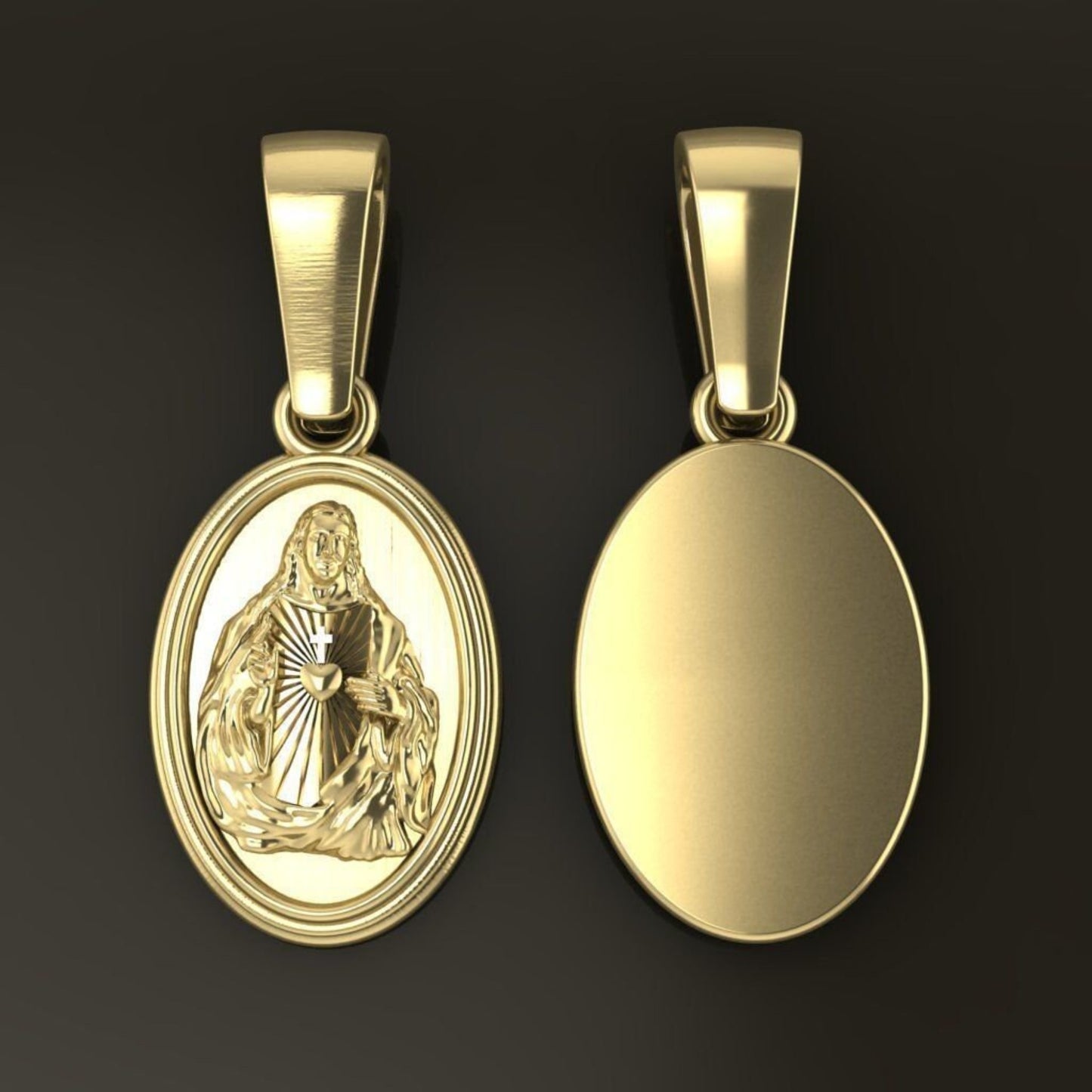 14K Solid Gold Oval Jesus Pendant / Jesus Gold Necklace / 14K Solid Gold Jesus Necklace / Christian Pendant / Religious Gift / 4.75 Grams