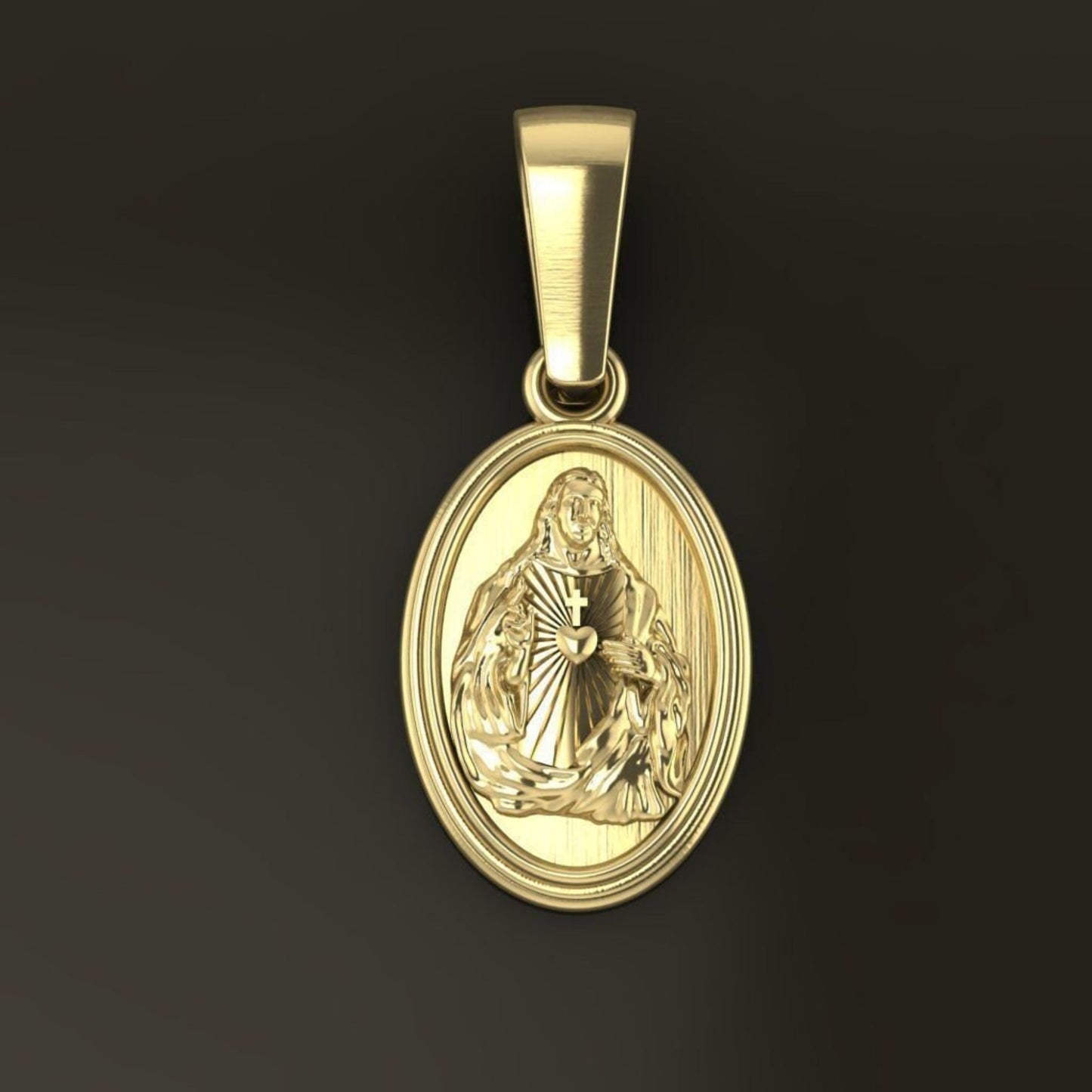 14K Solid Gold Oval Jesus Pendant / Jesus Gold Necklace / 14K Solid Gold Jesus Necklace / Christian Pendant / Religious Gift / 4.75 Grams