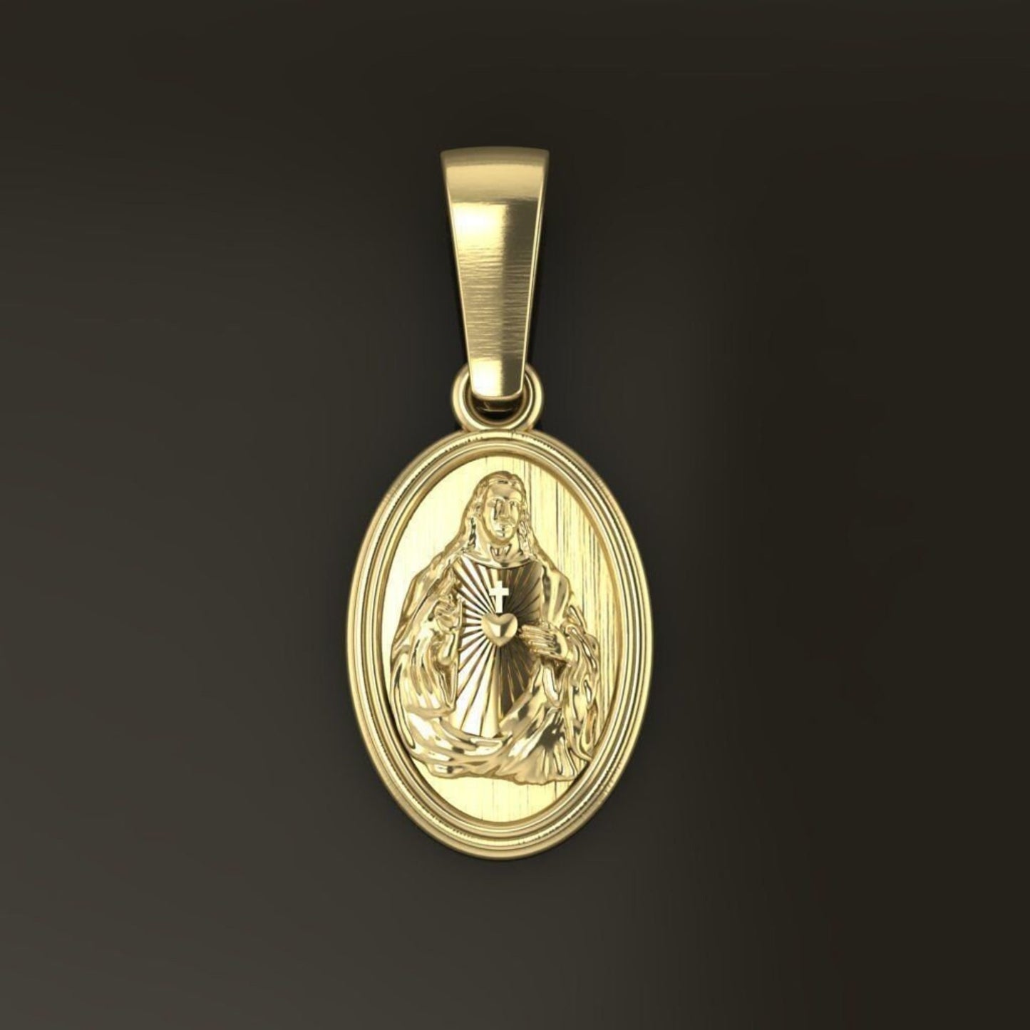 14K Solid Gold Oval Jesus Pendant / Jesus Gold Necklace / 14K Solid Gold Jesus Necklace / Christian Pendant / Religious Gift / 4.75 Grams