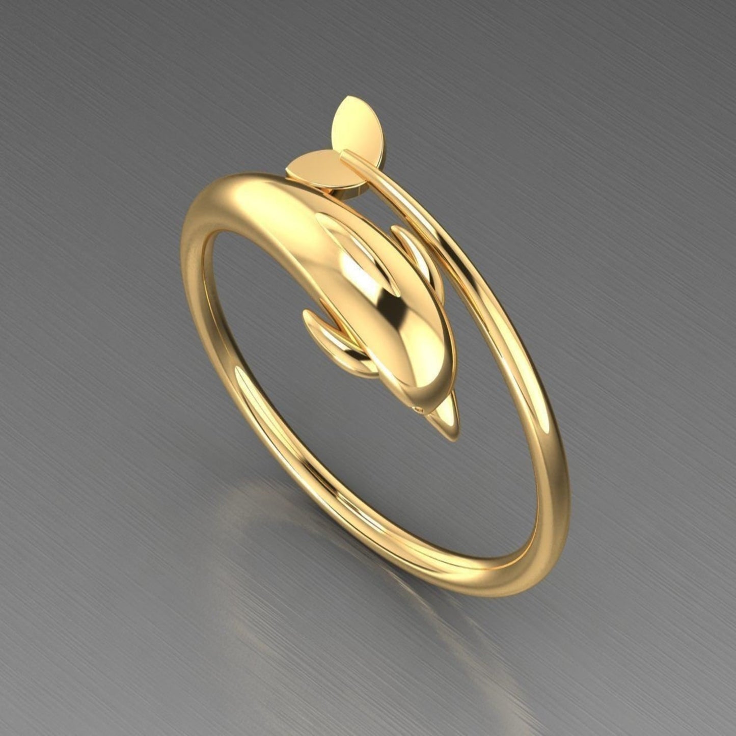 14K Solid Gold Dolphin Ring / Dolphin Statement Ring / Gold Dolphin Statement Ring / Gift for Her