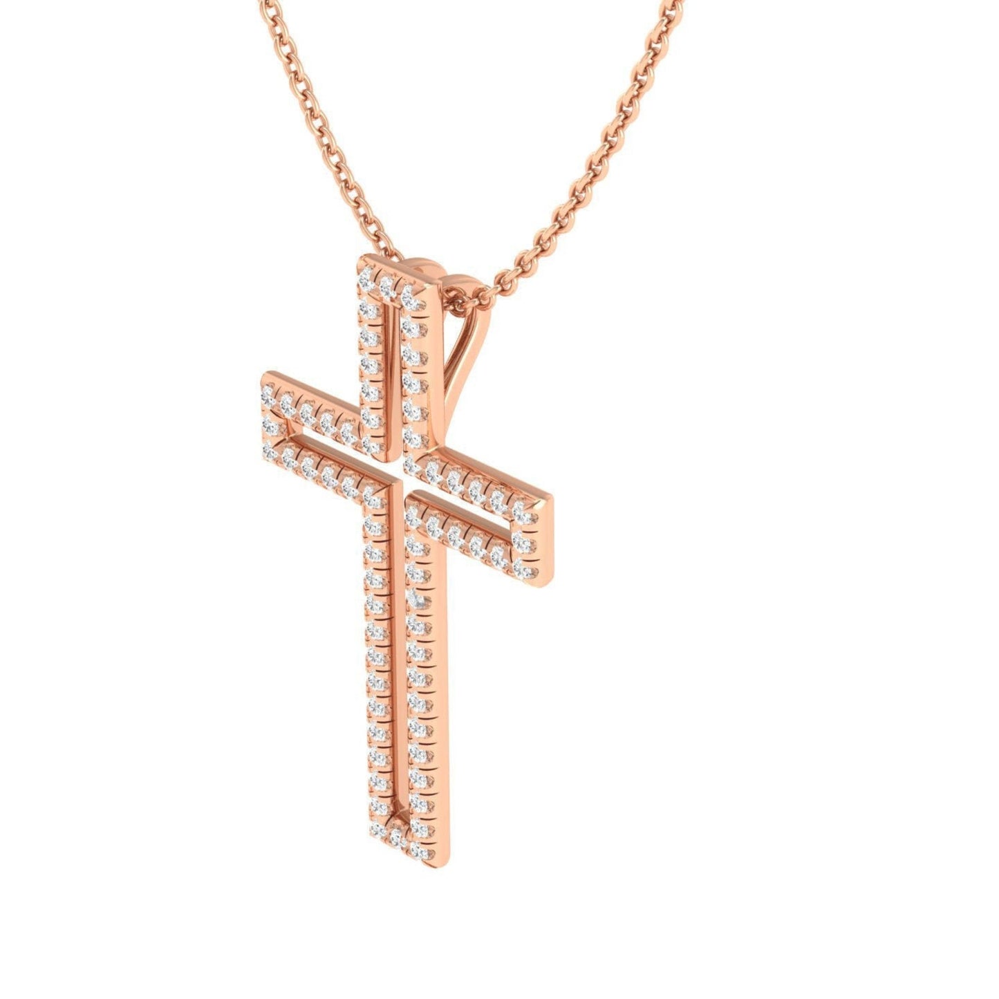 14K Solid Gold Diamond Cross Necklace / Crucifix Simple and Classic Pendant / Diamond Religious Necklace / Gift for Her