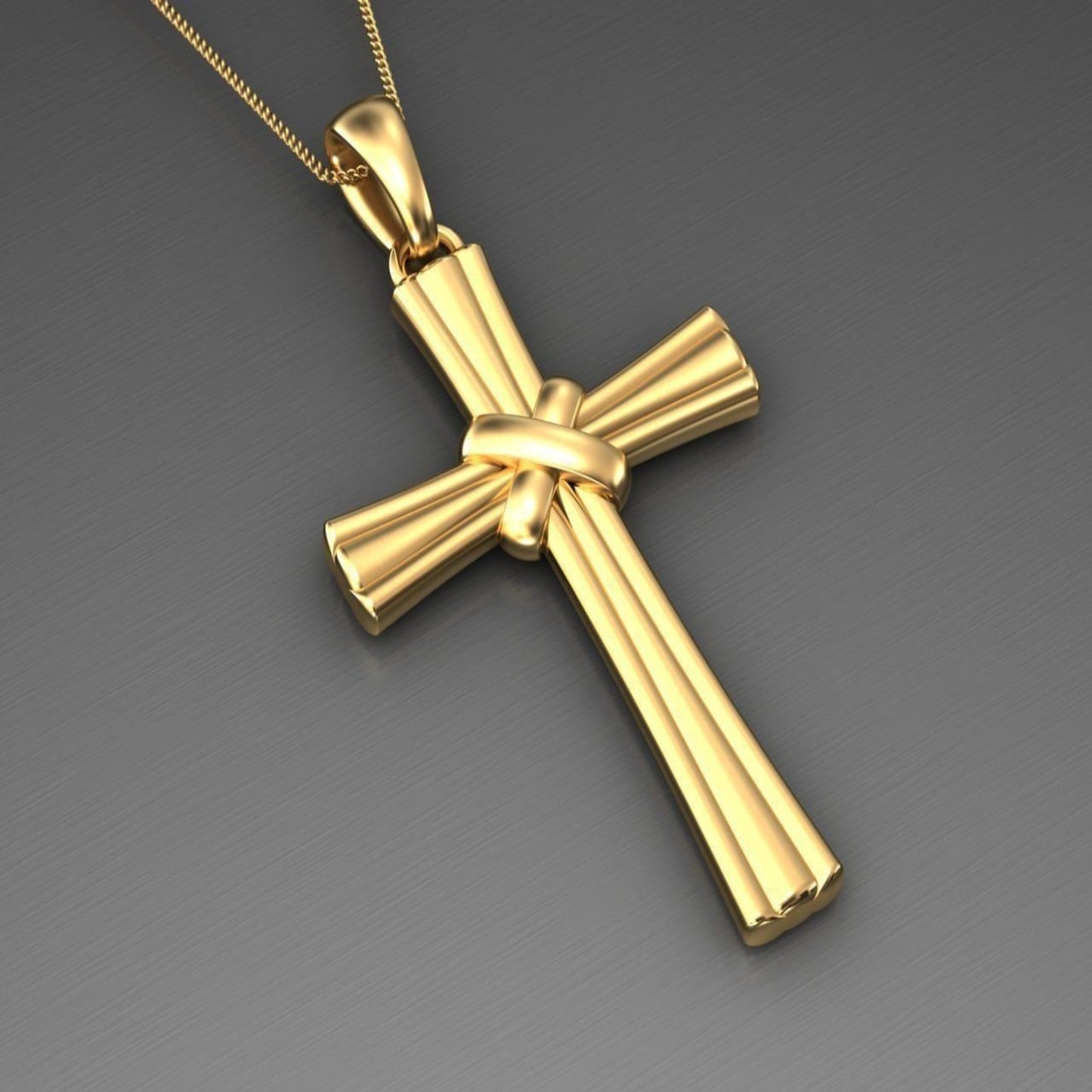 14K Solid Gold Cross Necklace 5 Grams 20mm X 31mm / Crucifix Simple and Classic Pendant / Unisex Religious Necklace / Gift for Her