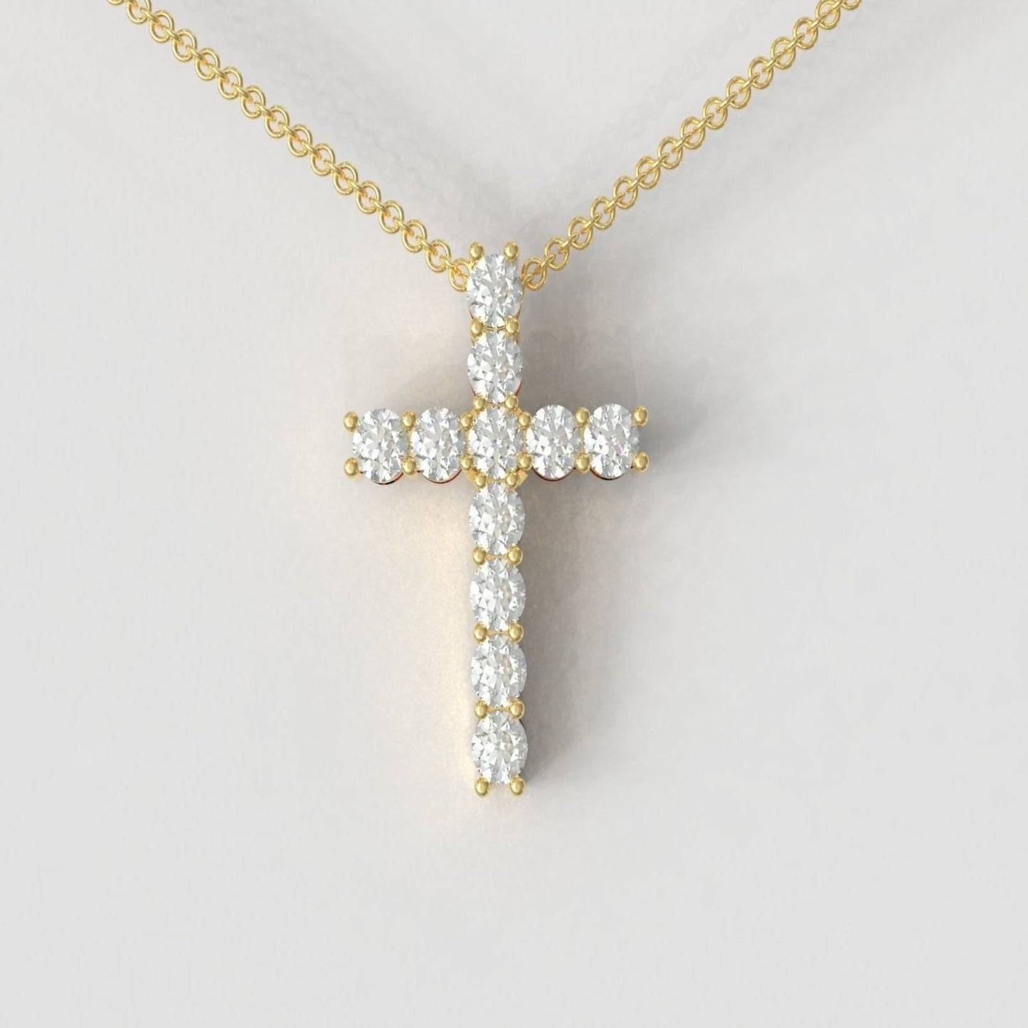 14K Solid Gold Simulated Diamond Cross Necklace / Crucifix Simple and Classic Pendant / Diamond Religious Necklace / Gift for Her