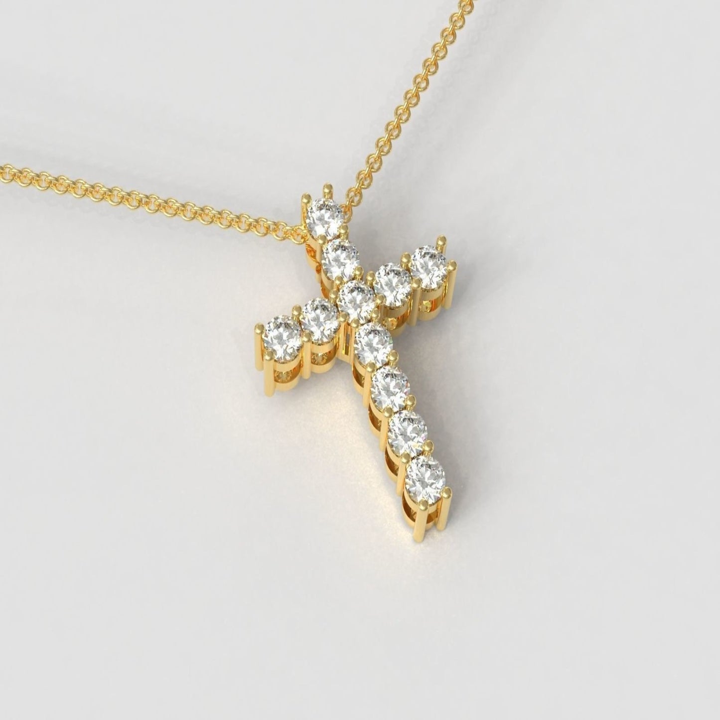 14K Solid Gold Simulated Diamond Cross Necklace / Crucifix Simple and Classic Pendant / Diamond Religious Necklace / Gift for Her