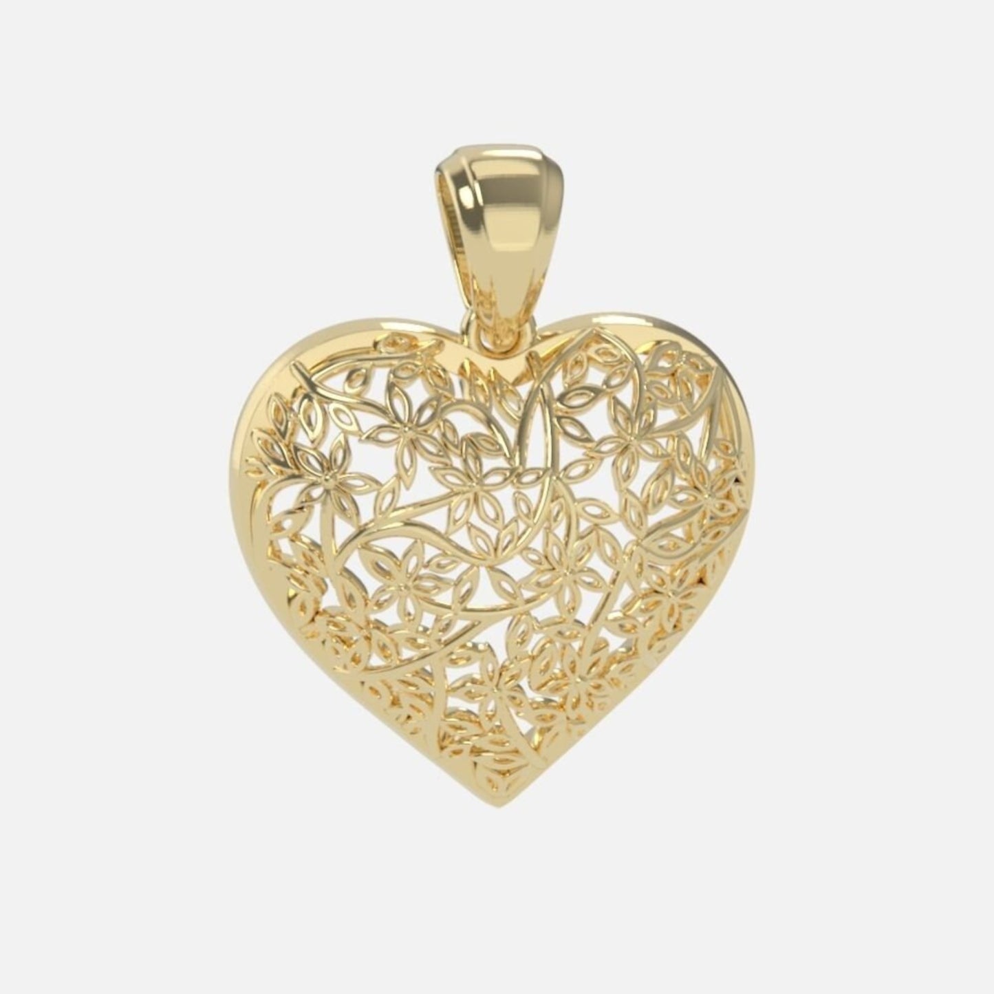 14K Solid Yellow Gold Heart Necklace / Heart Pendant / Stylish Heart Pendant for Her / Gift for Her