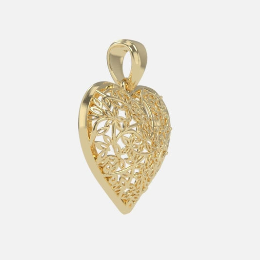 14K Solid Yellow Gold Heart Necklace / Heart Pendant / Stylish Heart Pendant for Her / Gift for Her