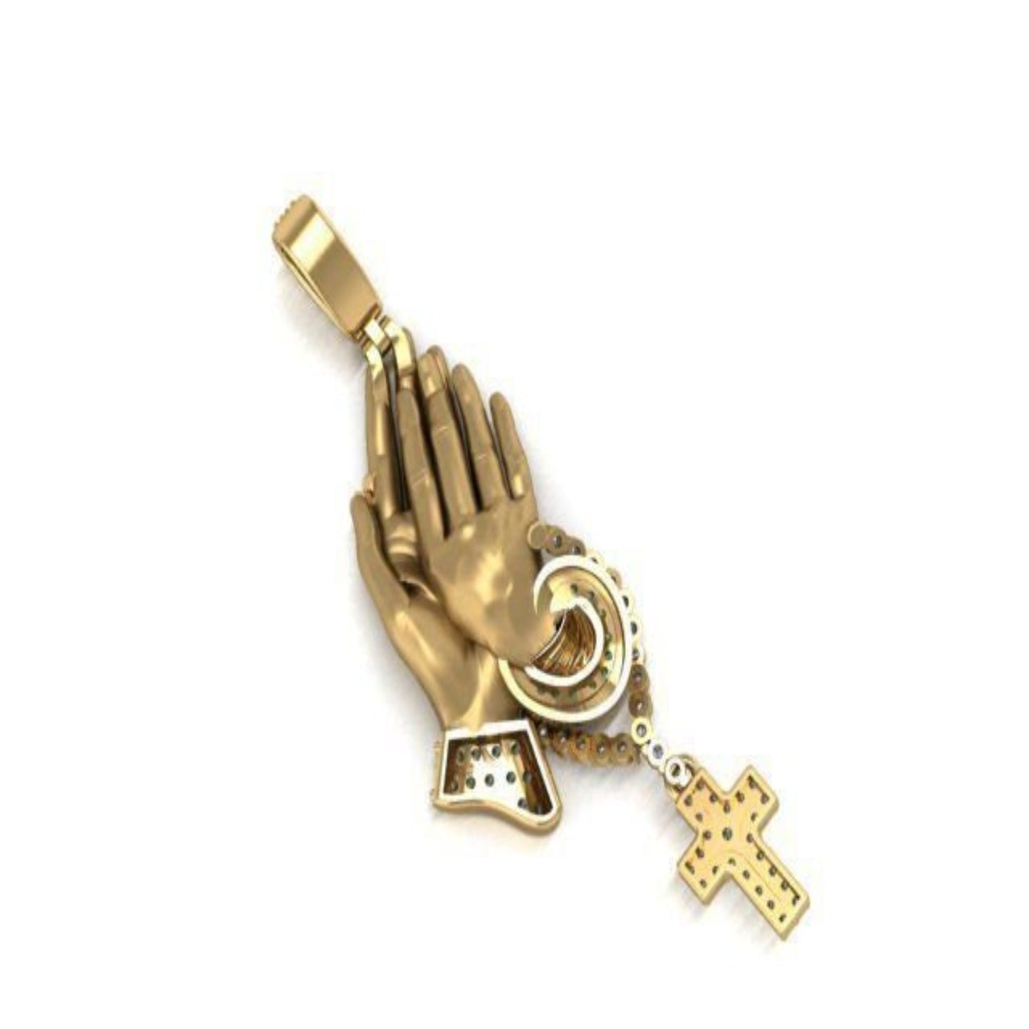 14k Solid Gold Diamond 3D Praying Hands Necklace / 14K Praying Hands Pendant/ 14k Solid Gold Pray Necklace / Gold Hands