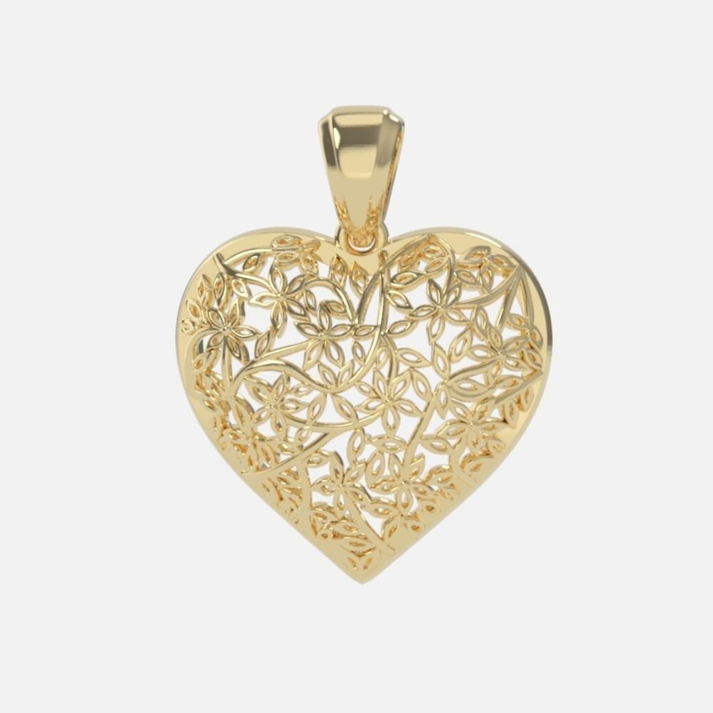 14K Solid Yellow Gold Heart Necklace / Heart Pendant / Stylish Heart Pendant for Her / Gift for Her