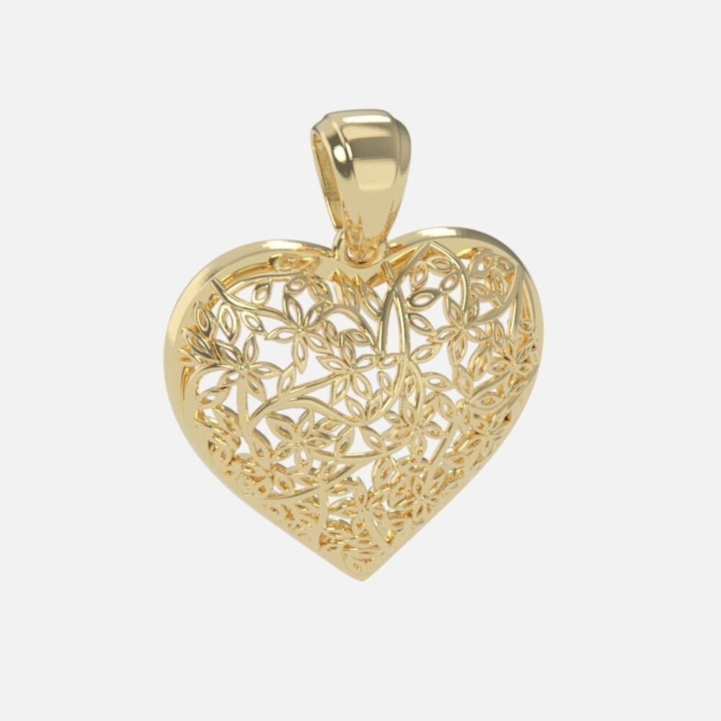 14K Solid Yellow Gold Heart Necklace / Heart Pendant / Stylish Heart Pendant for Her / Gift for Her