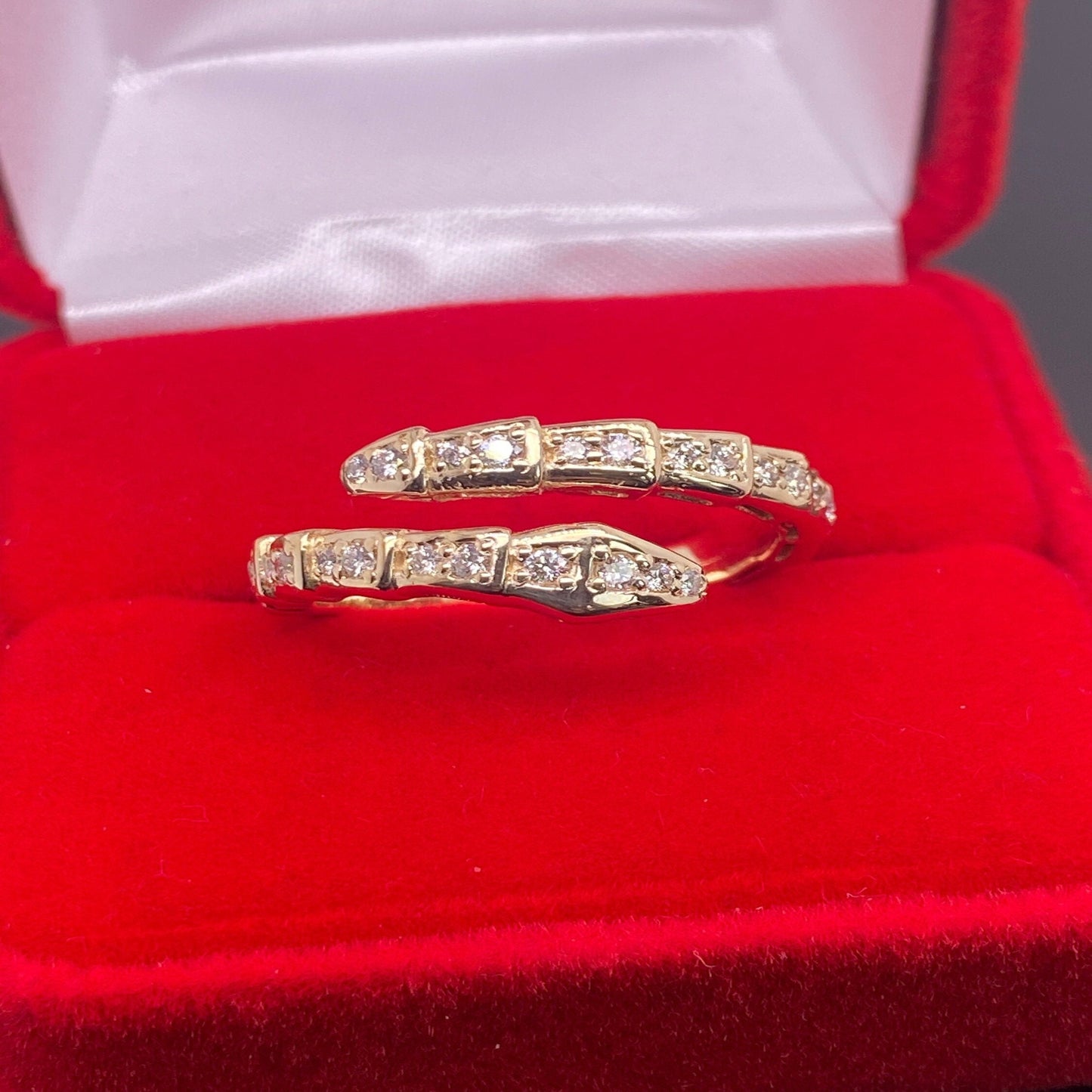 14K Diamond Solid Gold Serpent Eternity Diamond Ring / Snake Design Eternity Design with 40 REAL Diamonds / Diamond Ring / Gift for Her