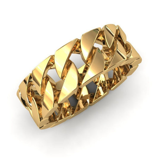 14k Solid Gold Cuban Chain Ring Solid 8mm Width / NEW Cuban Chain /Miami Cuban Chain Ring / Cuban Link / Stackable Ring / Unisex Made in USA