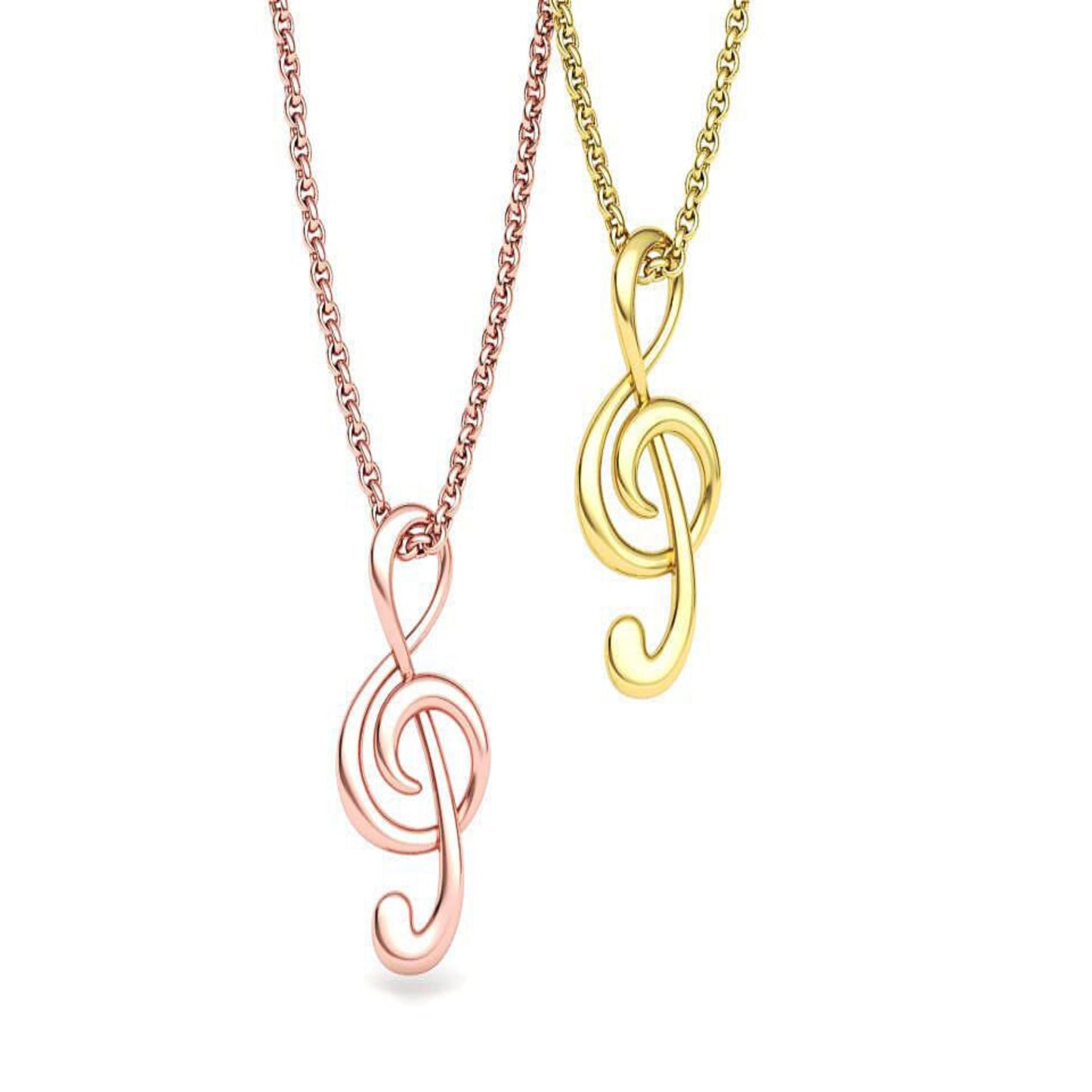 14K Solid Gold Music Note Necklace / Gold Music Note Pendant / Gold Music Necklace with or without Chain