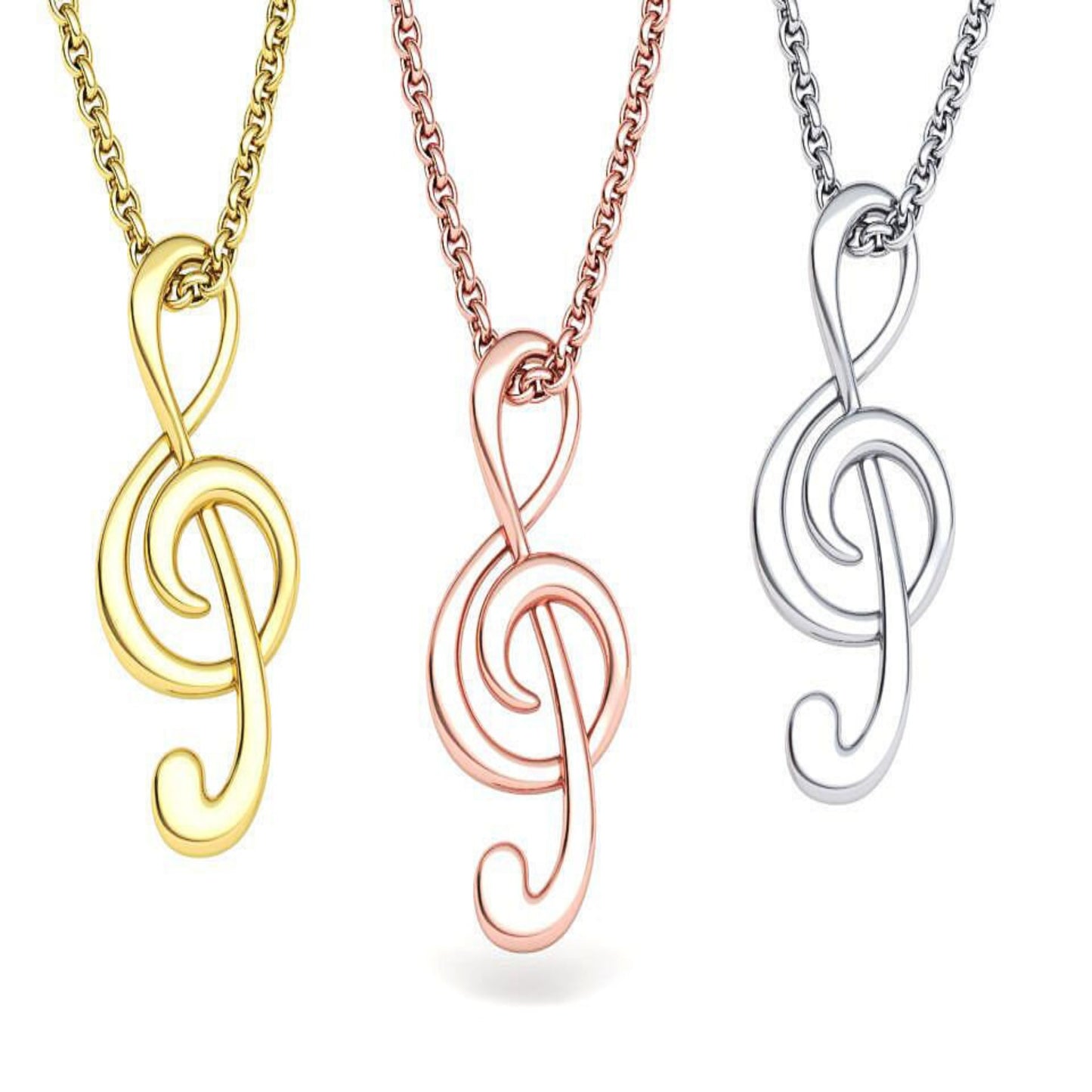 14K Solid Gold Music Note Necklace / Gold Music Note Pendant / Gold Music Necklace with or without Chain